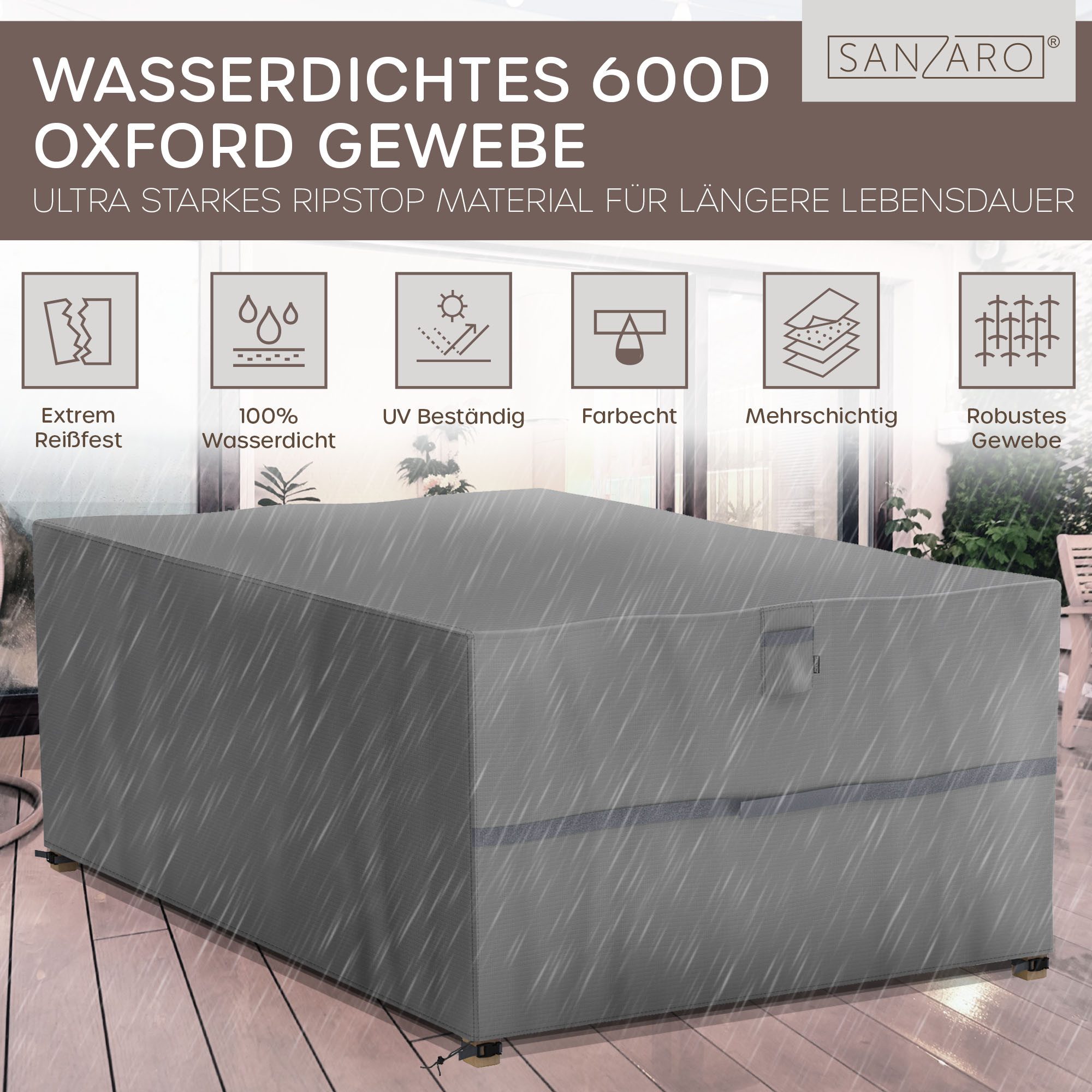 Sanzaro Schutzplane, 600D Oxford Gewebe, RipStop-Technologie, günstig online kaufen