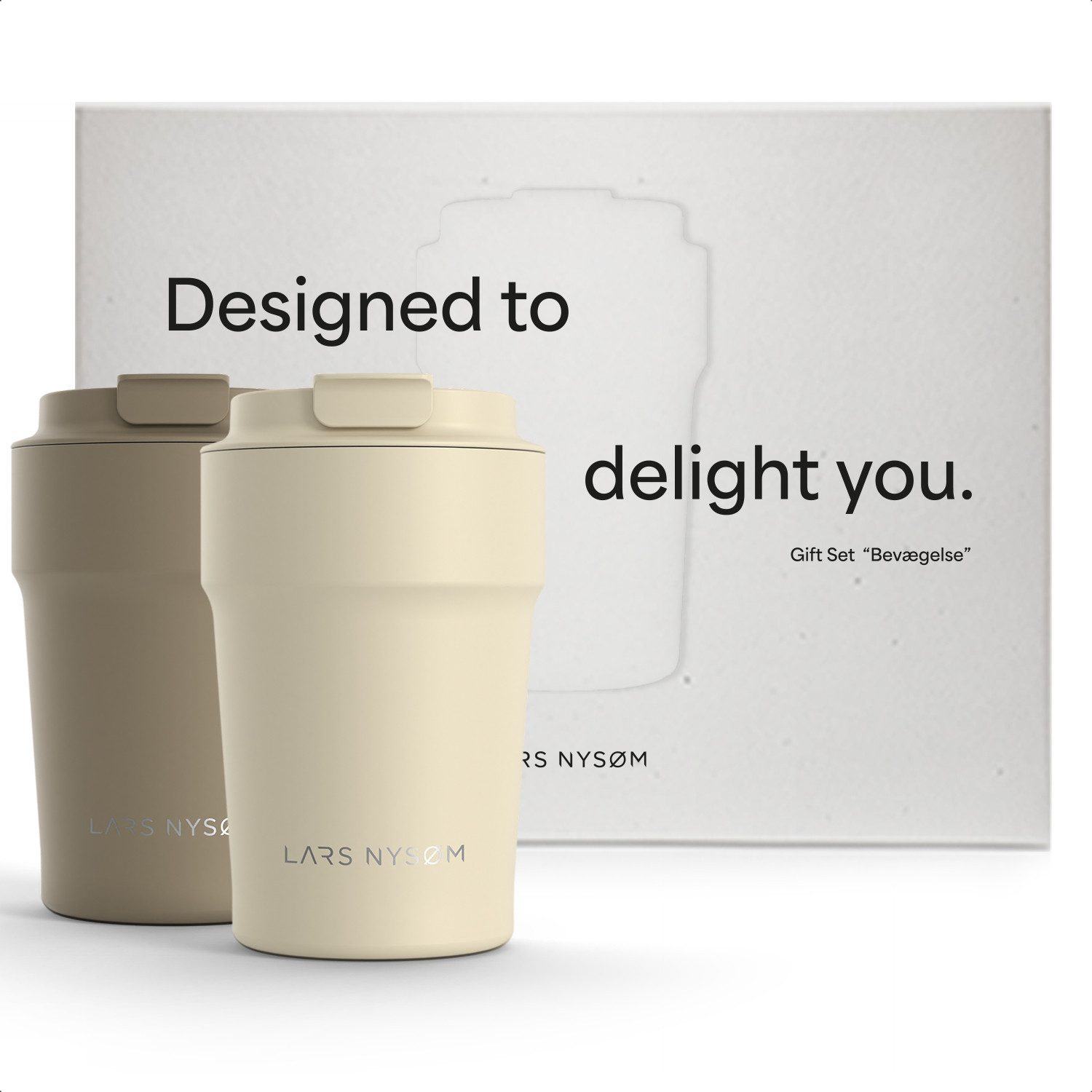 LARS NYSØM Thermobecher Bevægelse, 2-tlg., Hochwertiges Geschenkset mit 2 Kaffeebechern