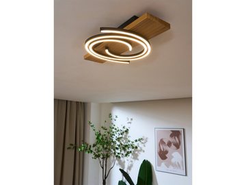 ECO-LIGHT LED Deckenleuchte, LED fest integriert, Warmweiß, flache Holz-Lampe für über-n Esstisch & Kücheninsel, Breite 50x12 cm