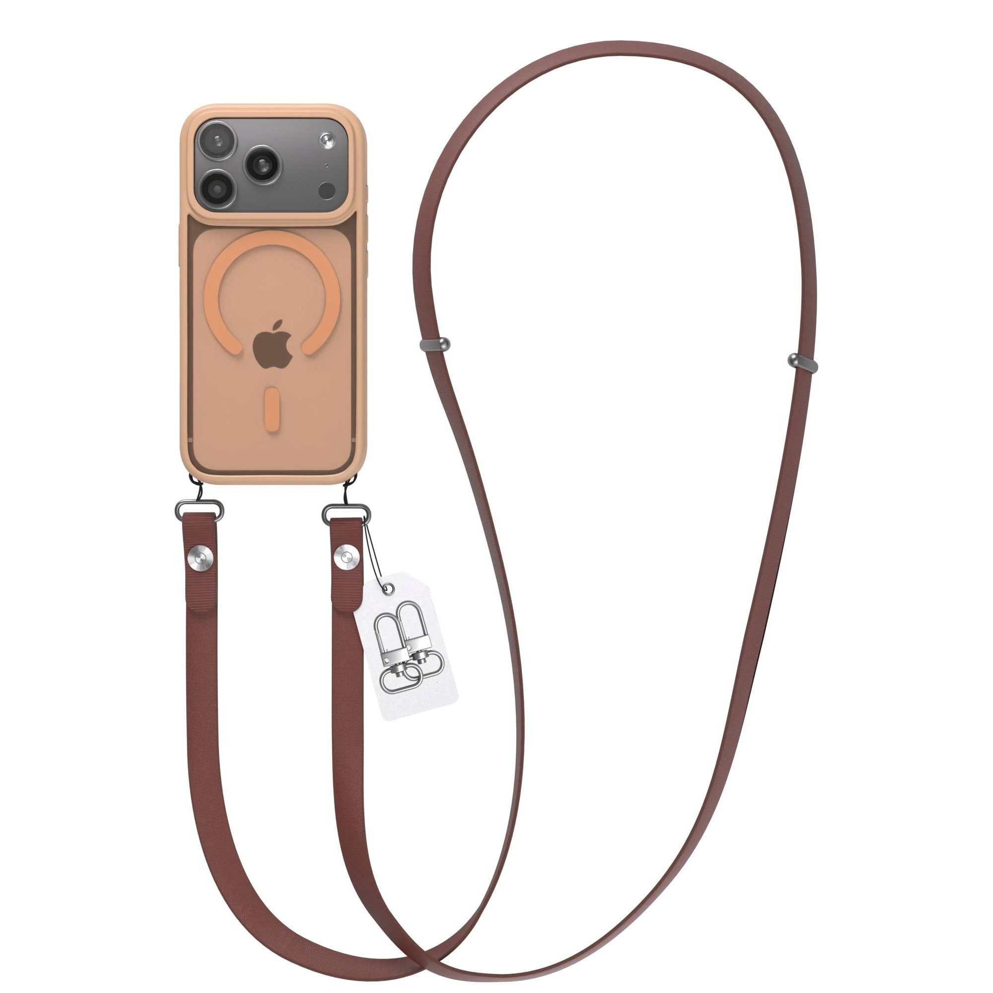 EAZY CASE Handykette Outdoor Case MagSafe Handyband für Apple iPhone 17 Pro 6,3 Zoll, Crossbody Handyhülle mit MagSafe und magnetisch verstellbarem Band