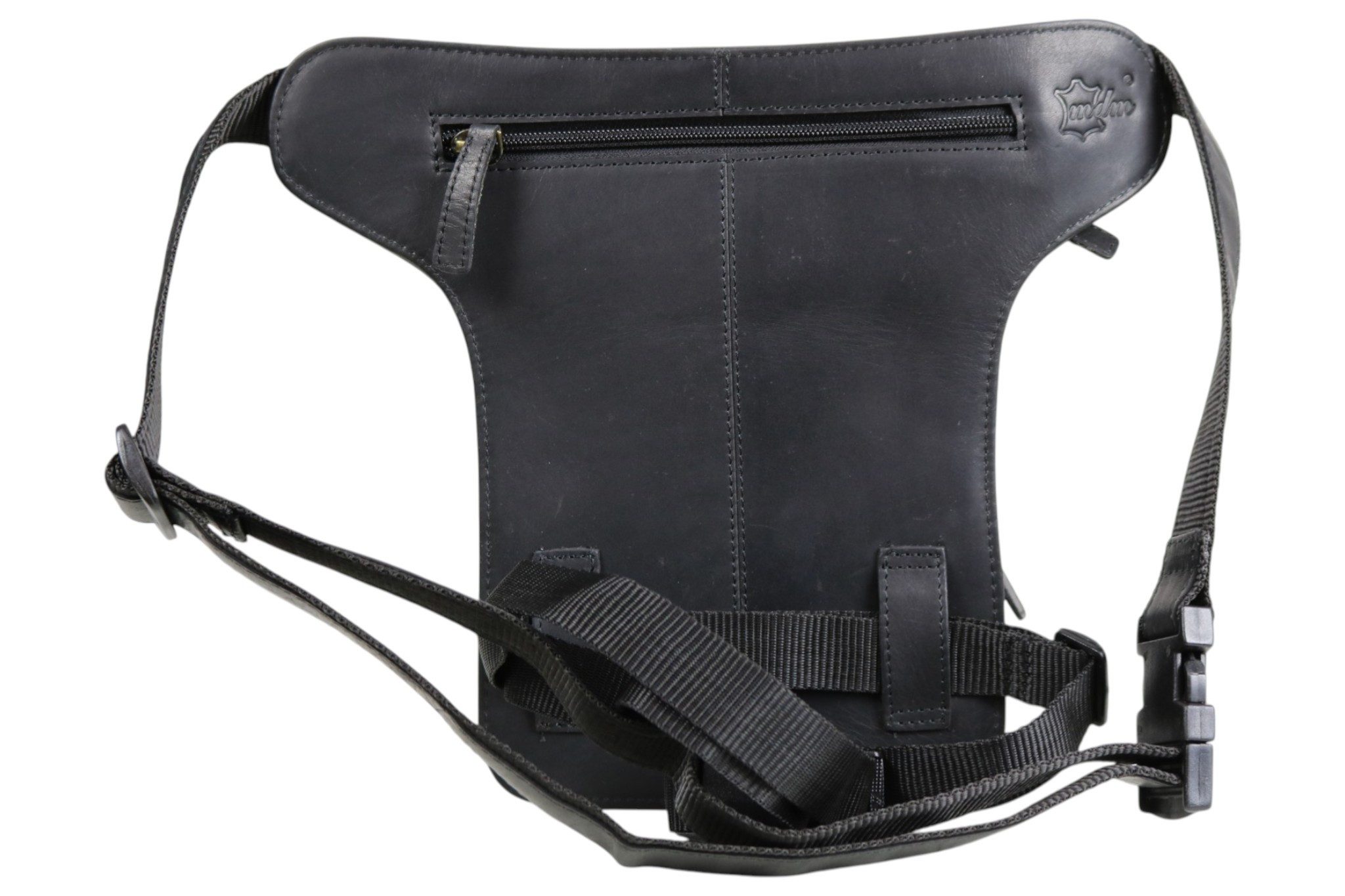 MDM Bauchtasche Biker Beintasche Hüft-, Gürteltasche, Custom Motorcycle Motiv, Echt Leder