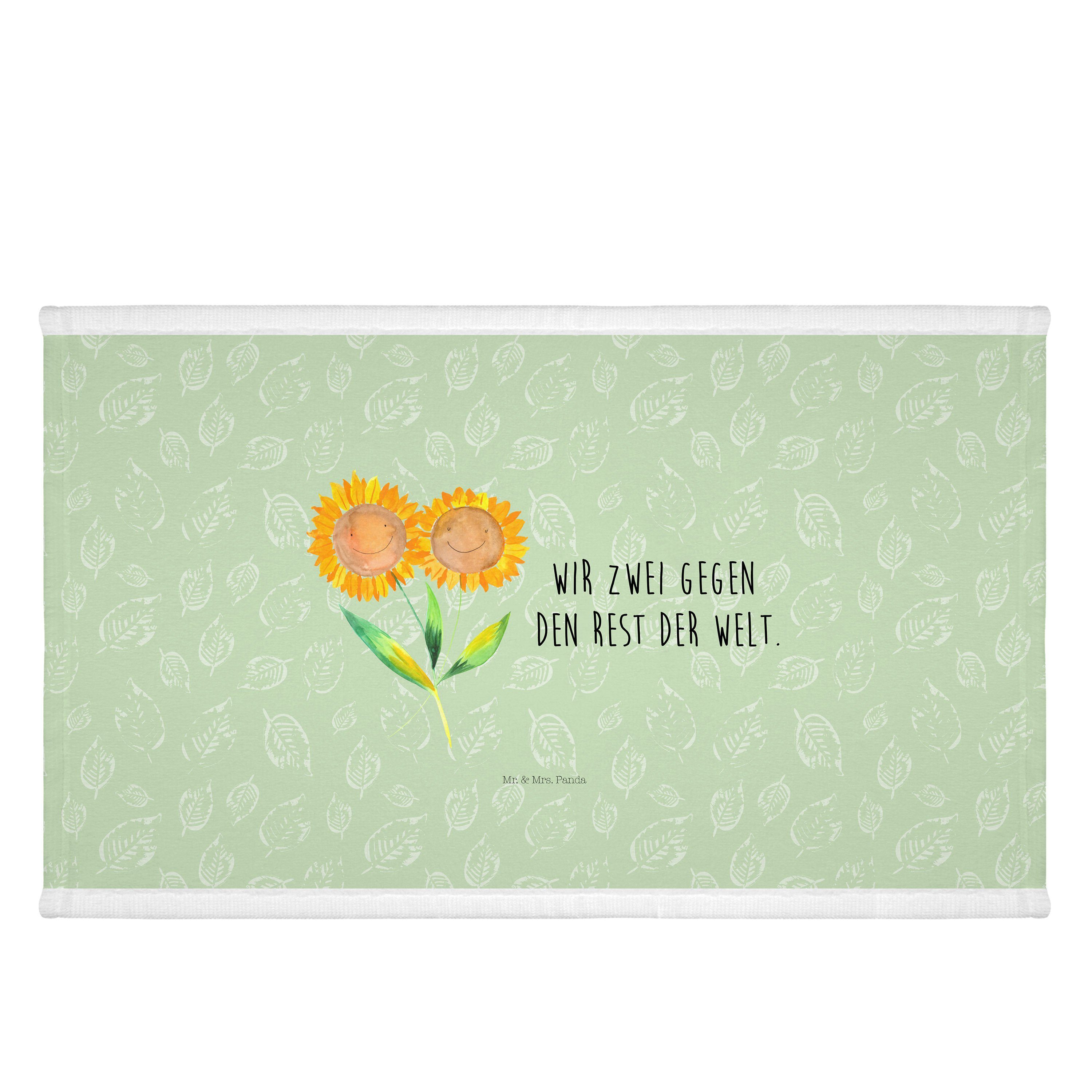 Mr. & Mrs. Panda Handtuch Sonnenblume - Blattgrün - Geschenk, Handtücher, Badehandtuch, Sonnenb, (1-St)