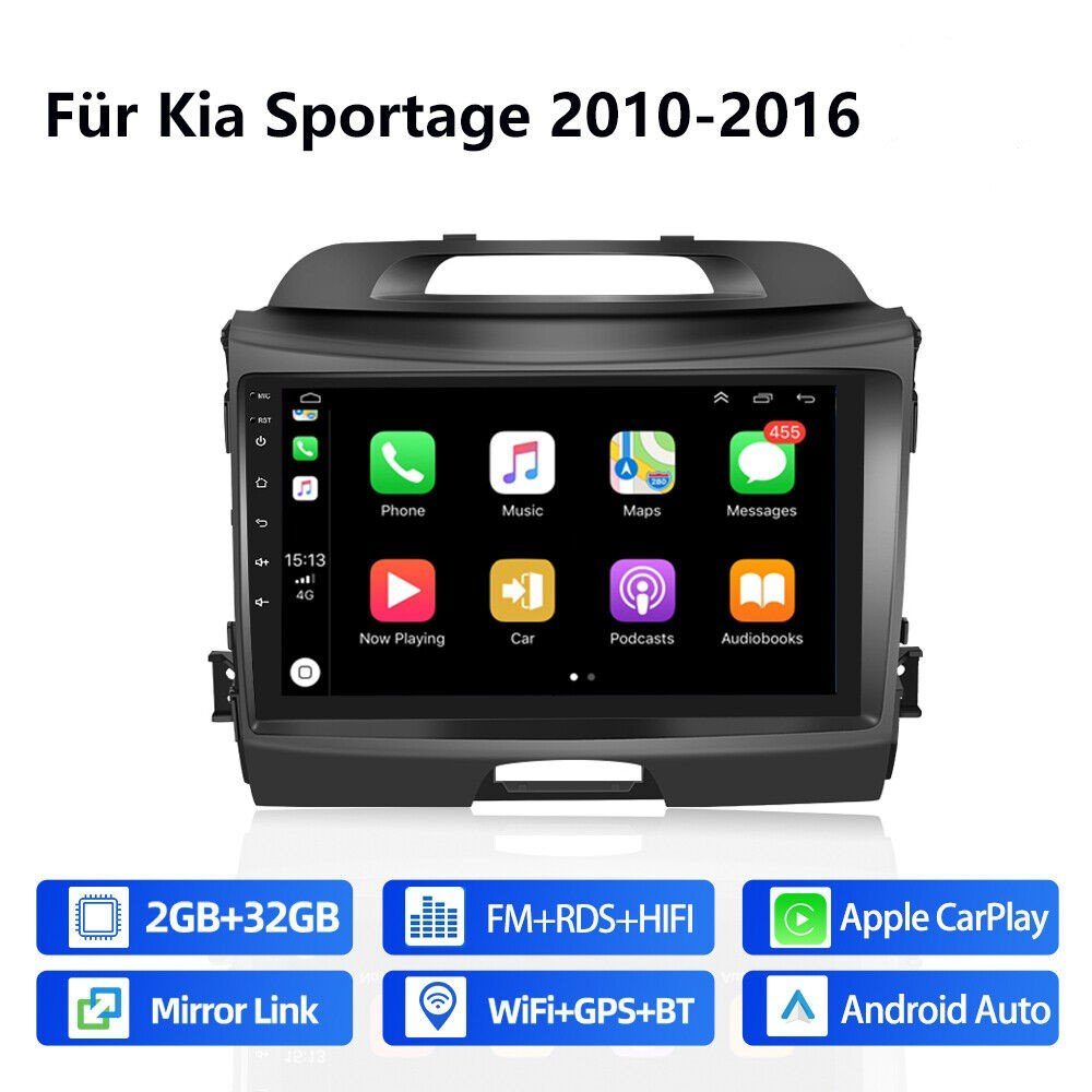 Für FM USB Android Carplay Einbau-Navigationsgerät Zoll Sportage Autoradio 9 BT drahtlos GABITECH KIA