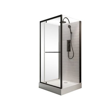 Schulte Komplettdusche Jersey, BxT: 90x90 cm, 5 mm Sicherheitsglas, Komplett-Set, schwarze Profile