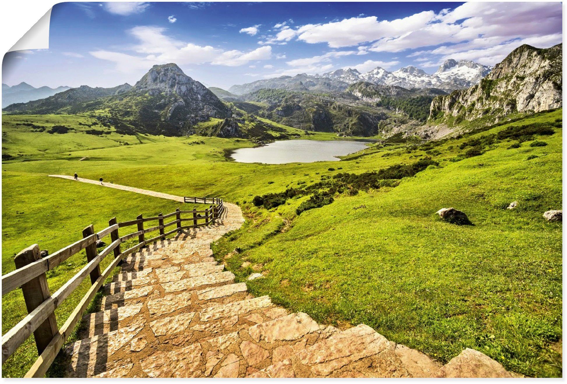 [Im Angebot zum niedrigsten Online-Preis] Artland Wandbild Berglandschaft in in oder Poster Asturien, Berge Größen Alpenbilder & St), versch. Leinwandbild, Alubild, (1 als Wandaufkleber