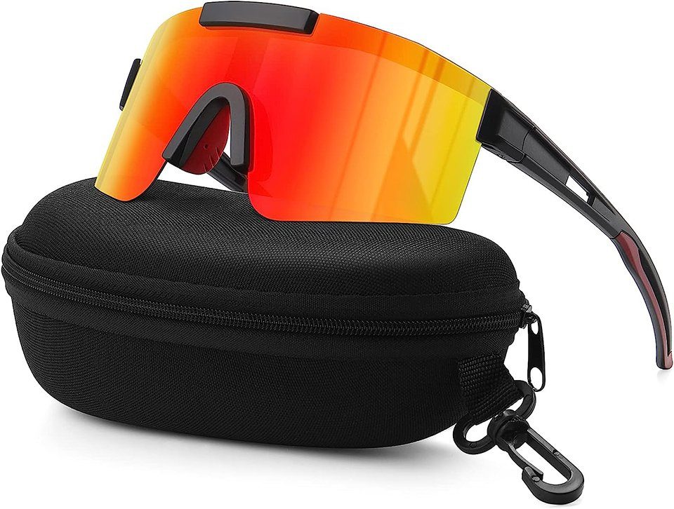 Ski Polarisiert Herren-Damen-Fahrradbrille UV400 Sport-Sonnenbrille Sportbrille orange PACIEA