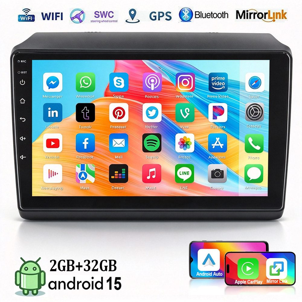 ESSGOO DAB+ 64G Android 15 Für Fiat Ducato 2006-2022 Carplay GPS Navi WiFi FM Autoradio (RDS, 4+64GB(optional), Digitalradio (DAB), FM, GPS, WIFI, Carplay Android Auto Bluetooth EQ USB GPS Navi WIFI Touchscreen)