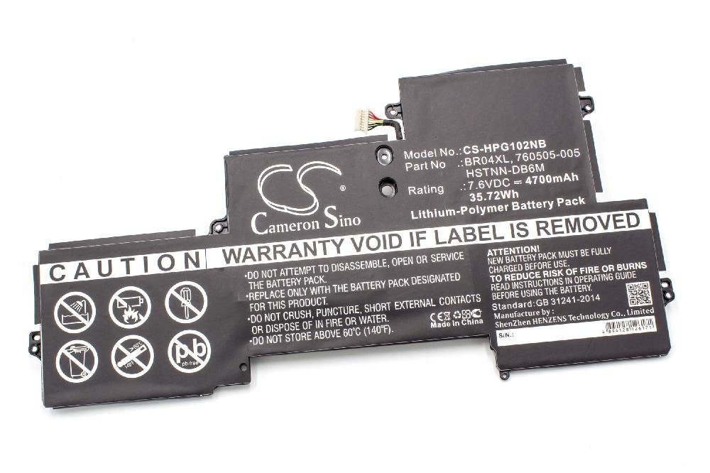 vhbw passend für HP EliteBook 1030 G1-Y3N11EC, 1030 G1-Y3Z35EC, 1030 Laptop-Akku 4700 mAh