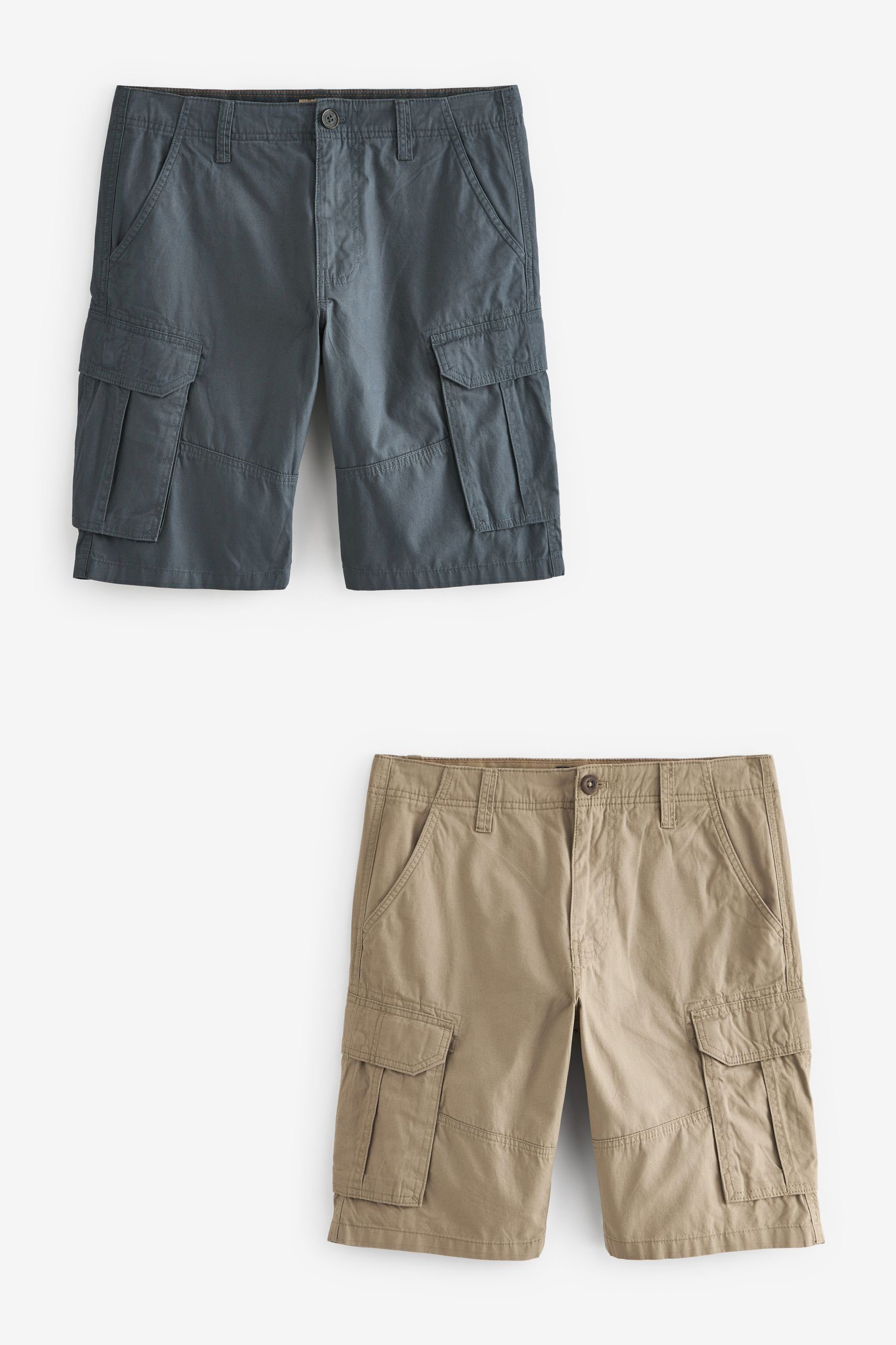 Next Cargoshorts Cargo-Shorts aus Baumwolle (2-tlg) Blue / Stone 2 Pack