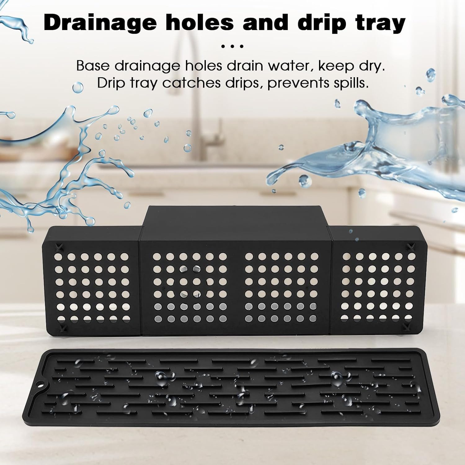 Lumkudos Küchenorganizer-Set 350ML Spülbecken Organizer mit Bürste, Seifenspender Spülschwamm, (4-tlg., Flaschen*2, Schwämme*2, Tablett*1, Pinsel*1, Aufkleber,  – Bild 4 von 5
