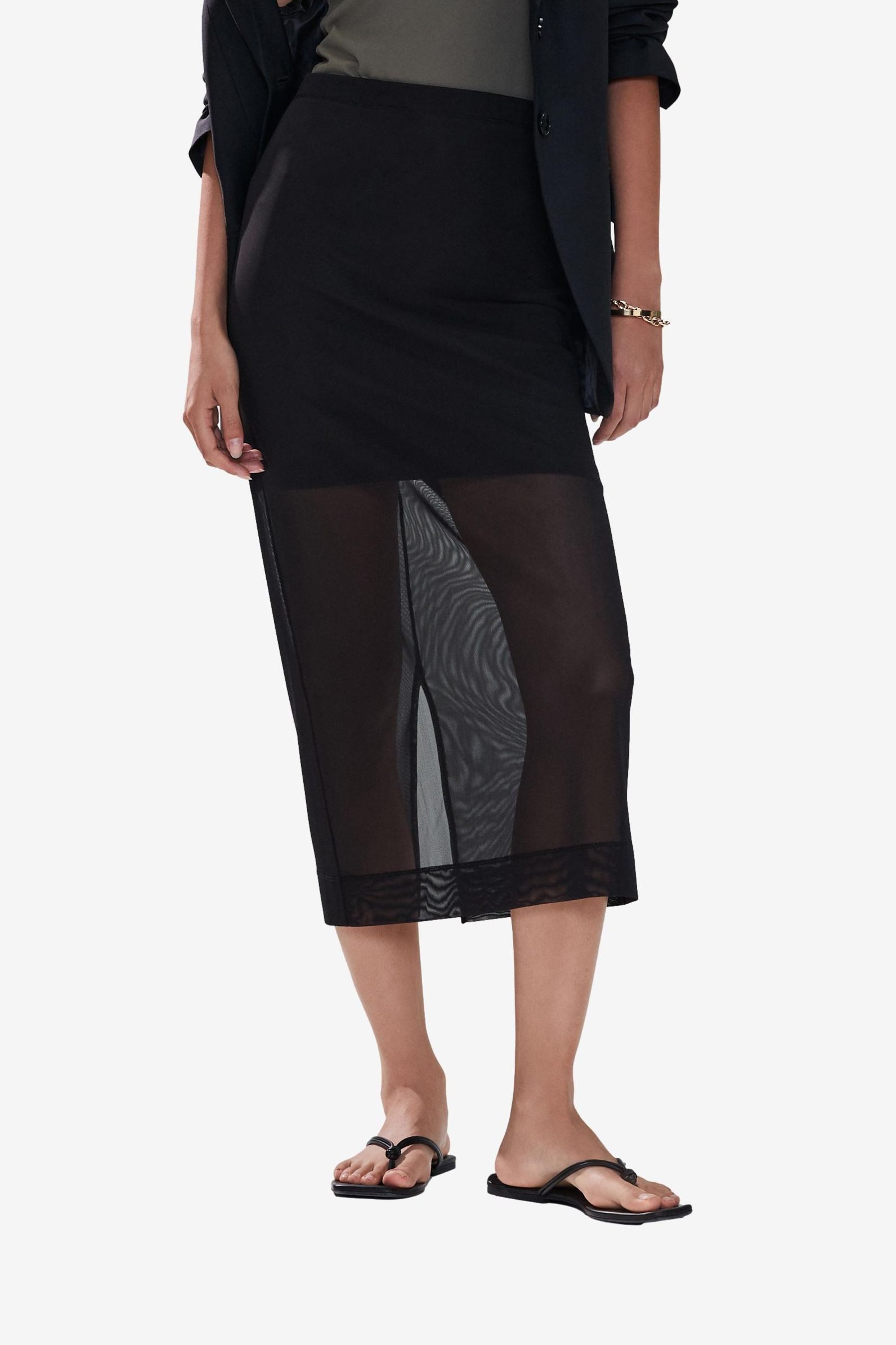 Next Midirock Midi-Bleistiftrock mit Mesh (1-tlg)