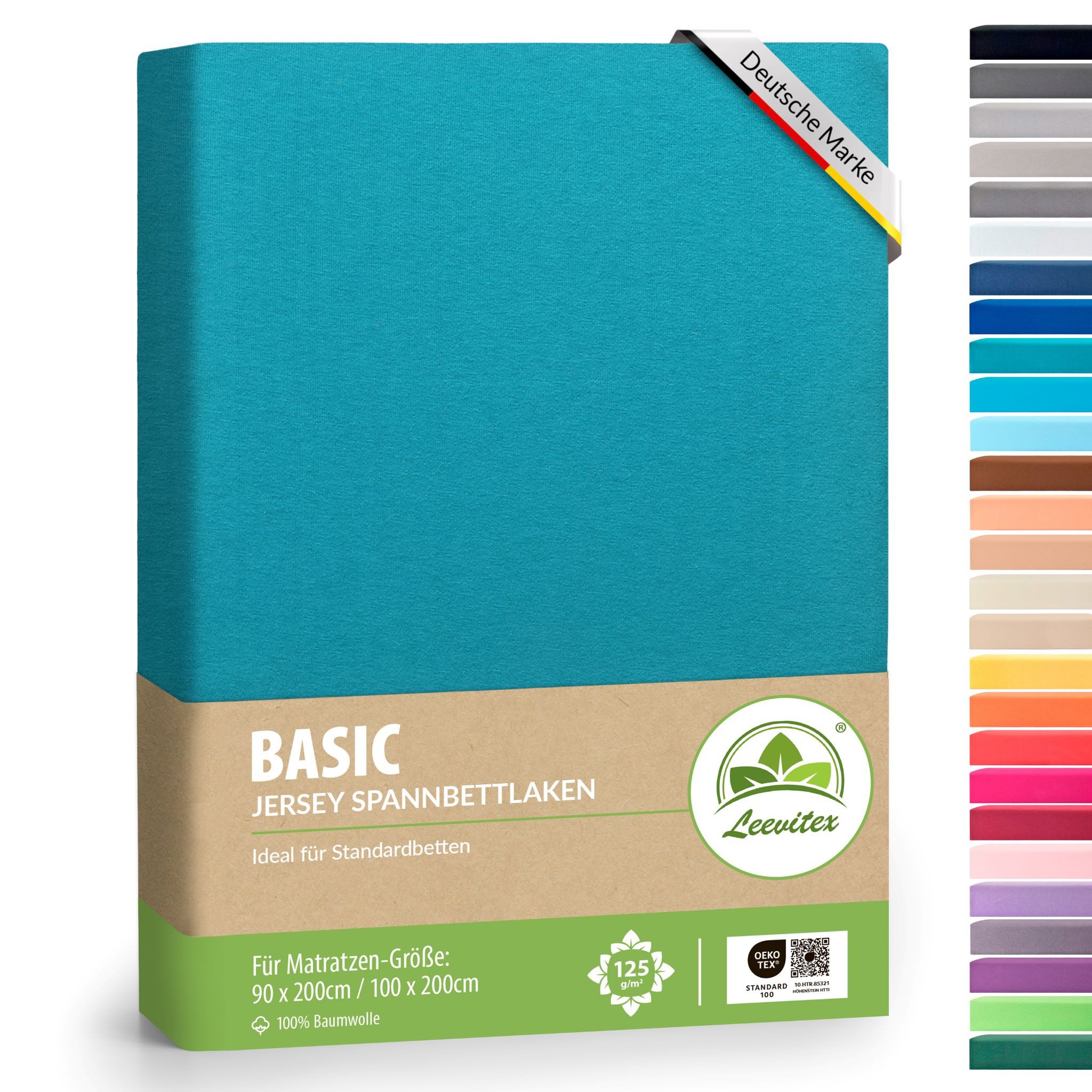 leevitex® Spannbettlaken in verschiedenen Größen und Farben, Jersey aus 100% Baumwolle, Jersey, Gummizug: rundum, (1 Stück), für Kinder- & Standardmatratzen, OEKO-TEX® STANDARD 100 zertifiziert