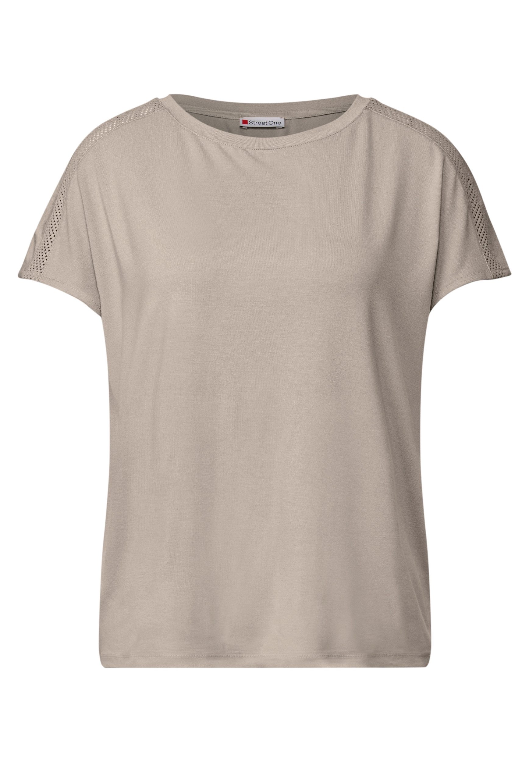 STREET ONE T-Shirt - Jersey-Shirt Damen – Mesh-Details Schulter – U-Boot-Au günstig online kaufen