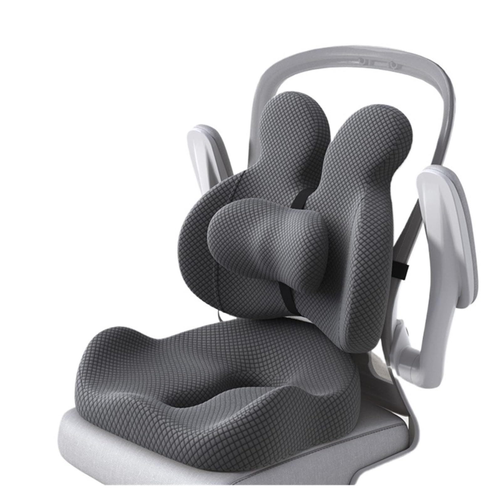 Diwzbyn Stuhlkissen Sitzkissen & Rückenstütze Set Memory Foam, ergonomisch, orthopädisch, Lendenstütze, Steißbein Entlastung für Büro, Homeoffice & Studium
