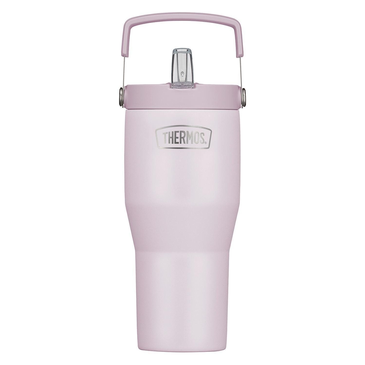 THERMOS Thermoflasche REFRESHING, 850 ml, Rosa matt, Edelstahl, mit Deckel und Strohhalm, 6 Stunden warm/kalt