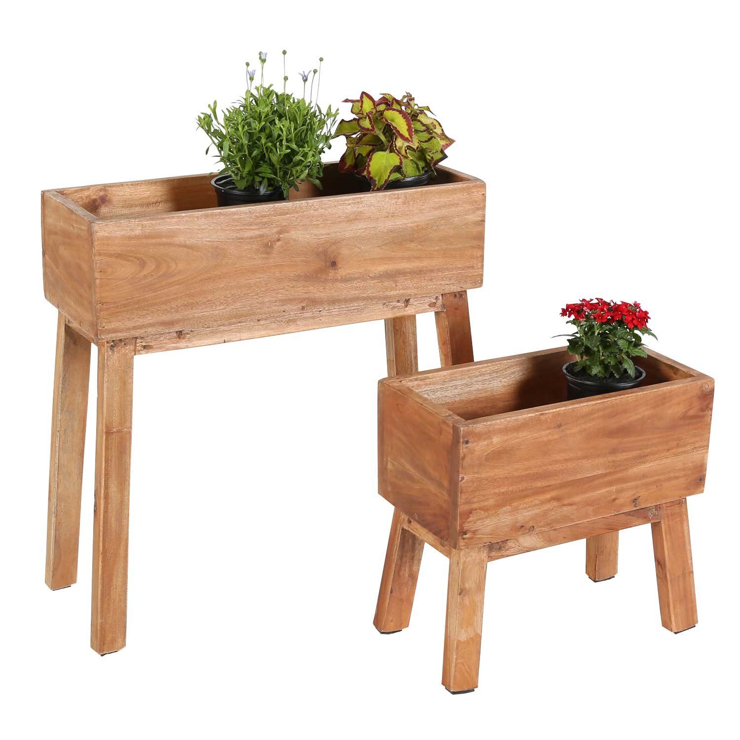 Casa Moro Blumentisch Pflanzenbox Avellino 2er Set Hochbeet Pflanzenkasten massiv (für Balkon Terrasse Restaurant Café Deko), handgefertigt