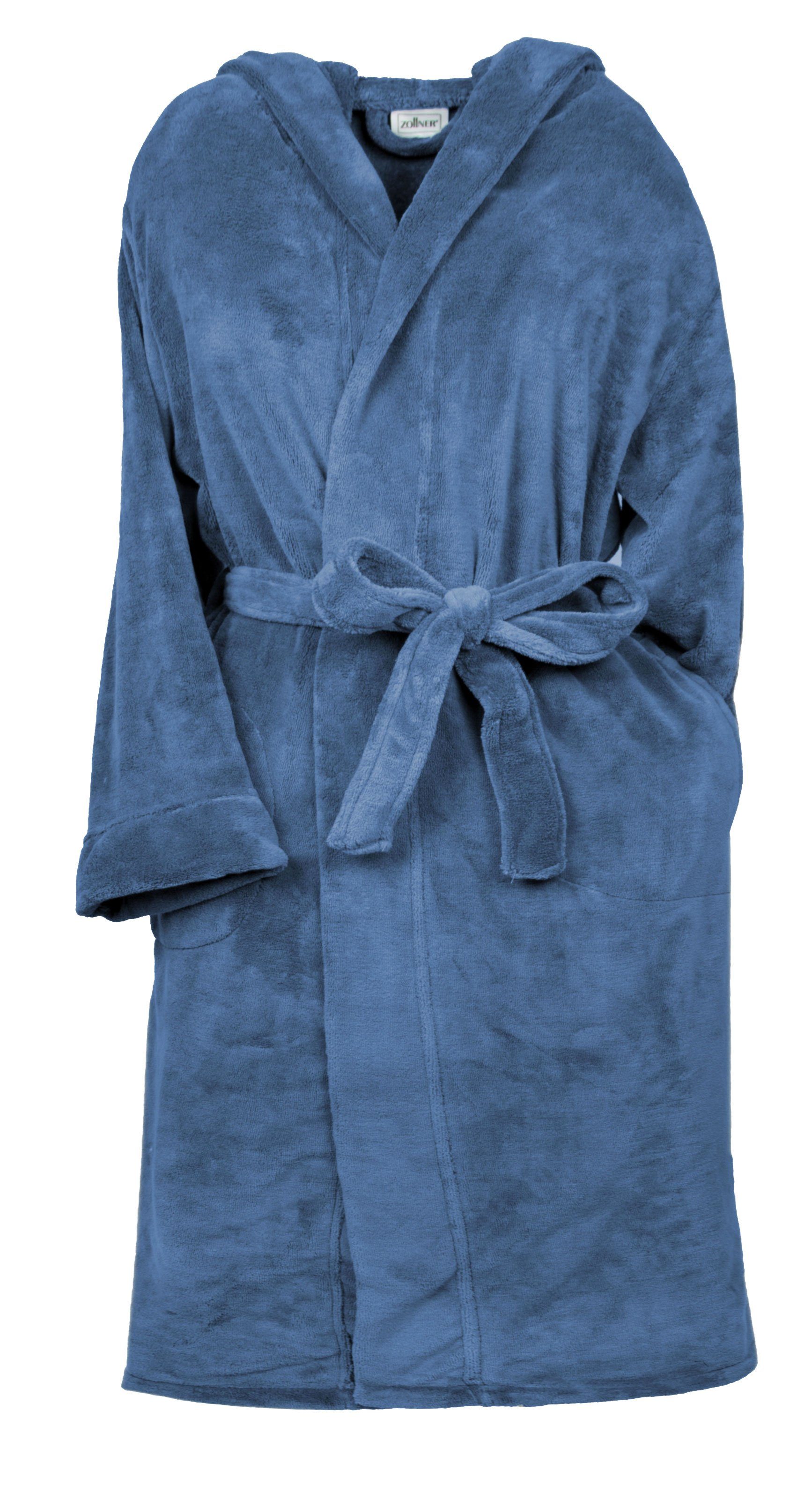 ZOLLNER Kinderbademantel, 100% Polyester, waschbar bis 95°C, Kapuze, kuschelig weich, Gürtel, 100% Polyester