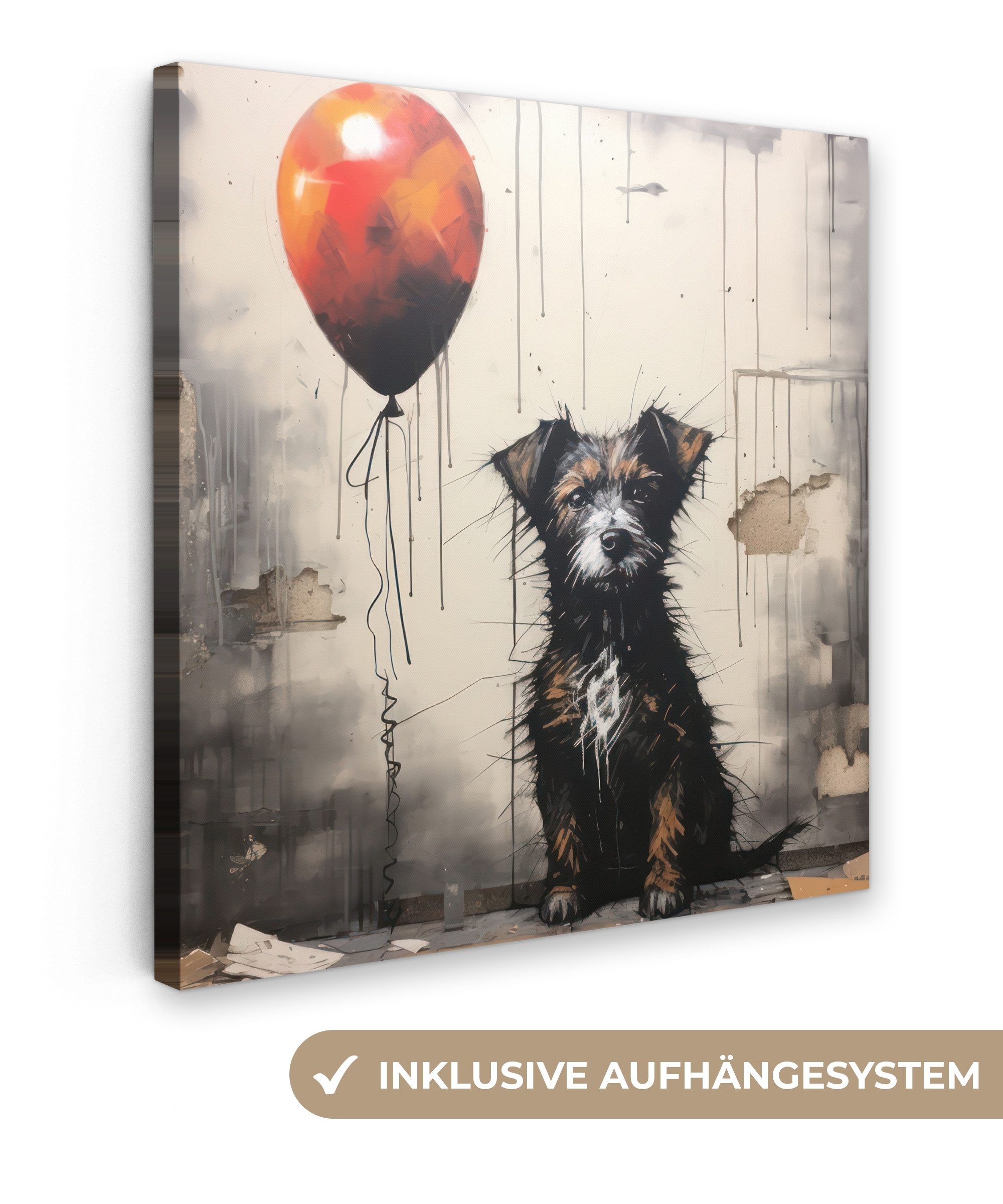 OneMillionCanvasses® Leinwandbild Graffiti - Hund - Luftballon - Tiere, Fot günstig online kaufen
