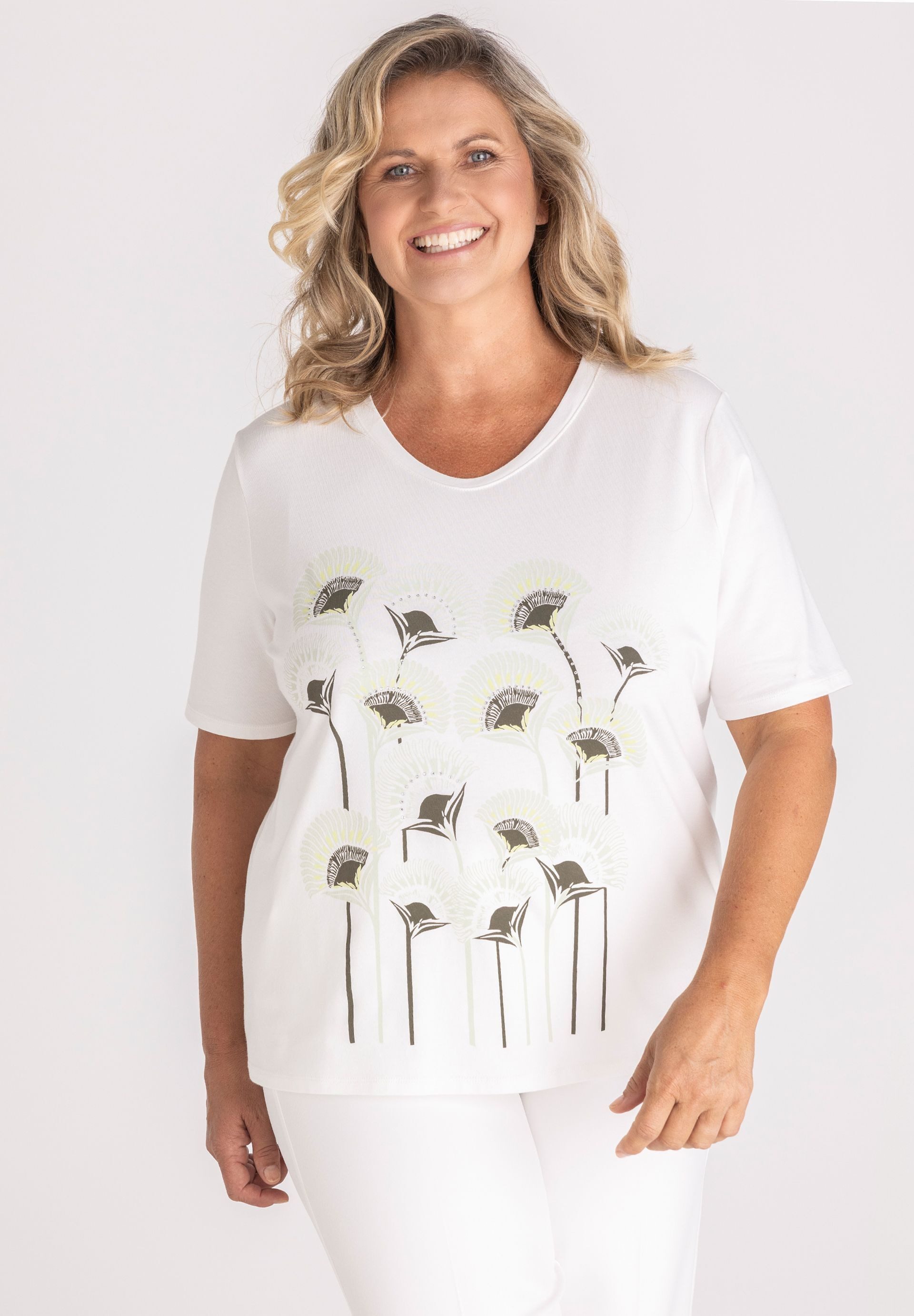 FRANK WALDER T-Shirt mit floralem Print günstig online kaufen