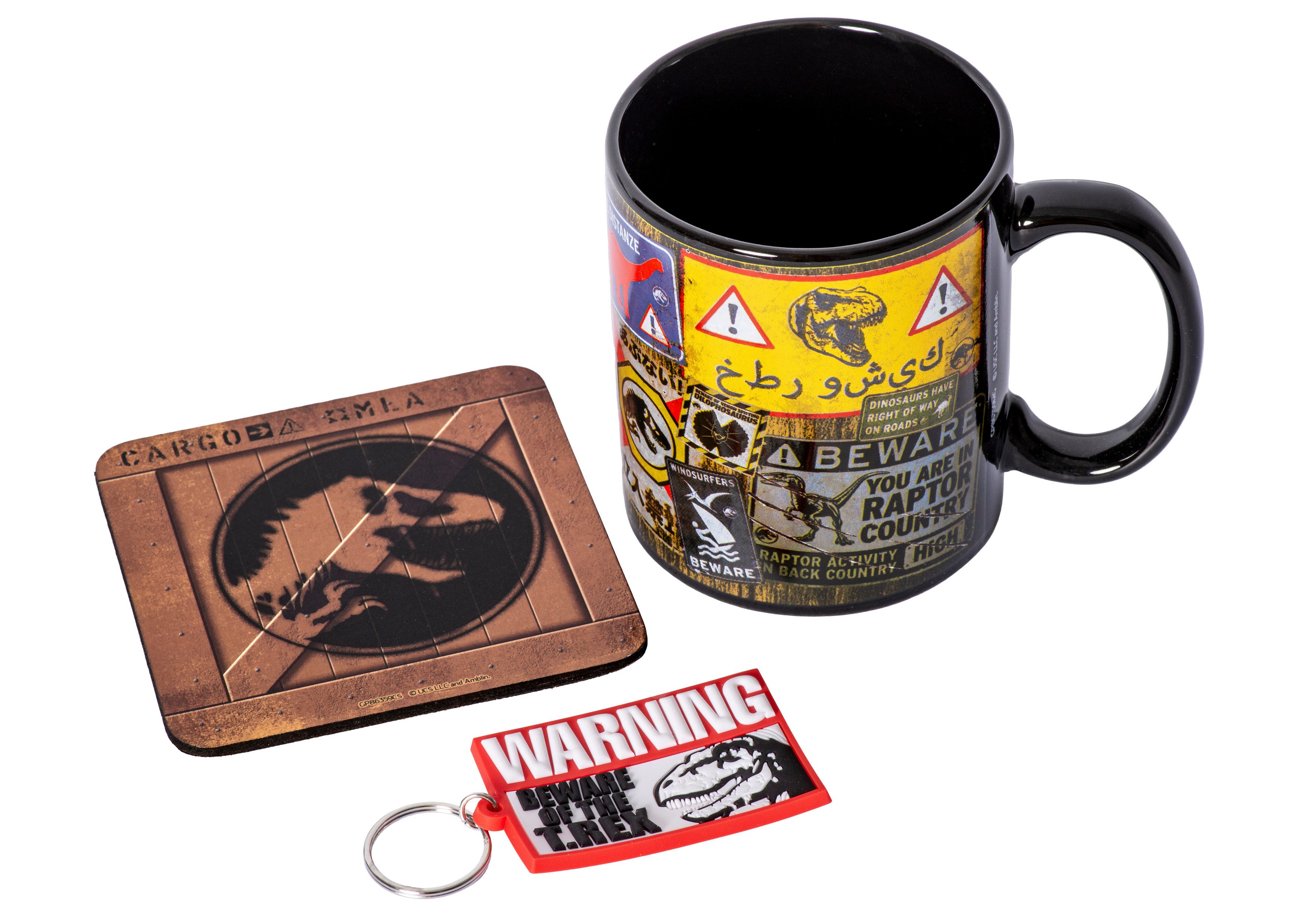 PYRAMID Tasse Geschenkset (Tasse, Untersetzer & Schlüsselanhänger) - Jurassic World