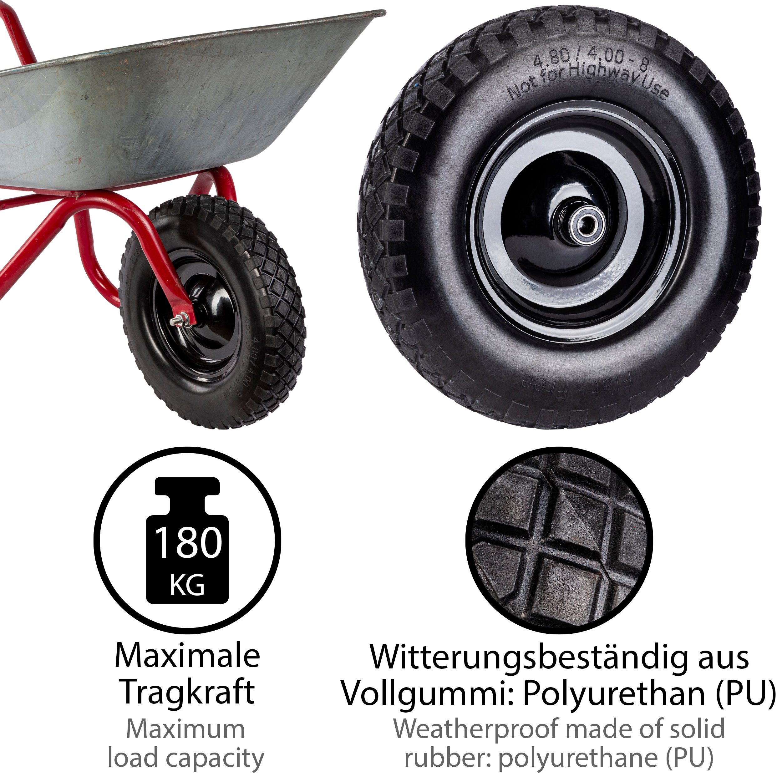 Frosal PU Rad Sackkarre 260 mm 3.00-4 | Nabe 20mm/60mm | Sackkarrenrad