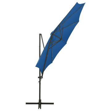 vidaXL Balkonsichtschutz Ampelschirm mit Mast und LED Azurblau 300 cm