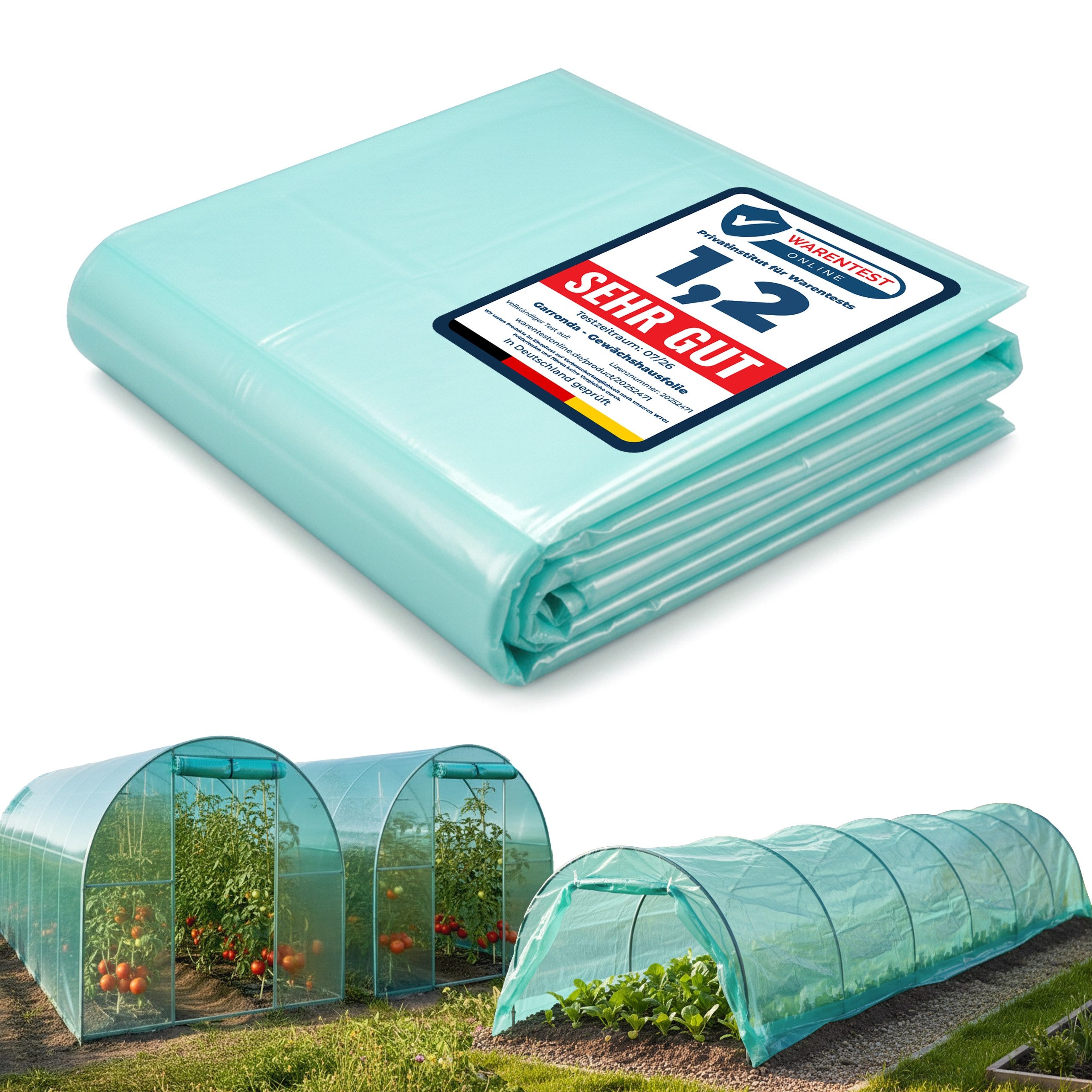 Garronda Foliengewächshaus Gewächshausfolie 3-Schichtig UV Stabilisiert Reißfeste Folie GD-0198, Folientunnel & Treibhaus, Abdeckfolie für Garten