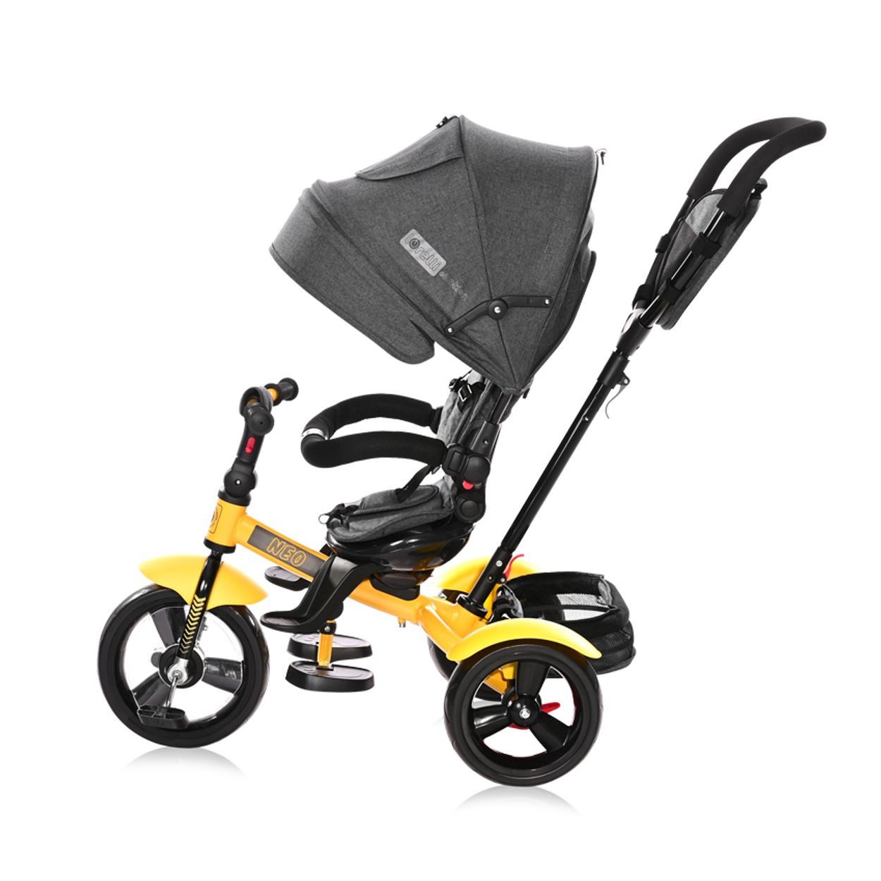 Lorelli Dreirad Neo 4 in 1 EVA-Reifen, EVA-Reifen, 360° drehbarer Sitz, Schiebestange, Fußstütze, verstellbar