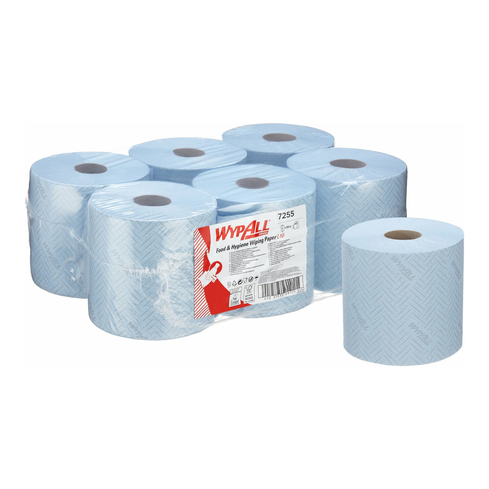 Wypall WypAll L10 Papierreinigungstücher für Lebensmittel + Hygiene, 6 Rollen Reinigungstücher