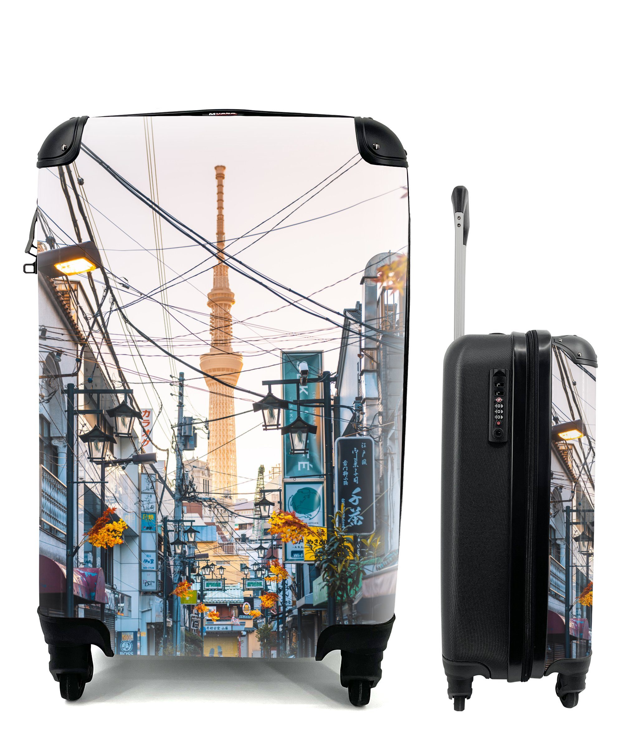 MuchoWow Handgepäckkoffer Fahrspur in Tokio, 4 Rollen, Reisetasche mit rollen, Handgepäck für Ferien, Trolley, Reisekoffer