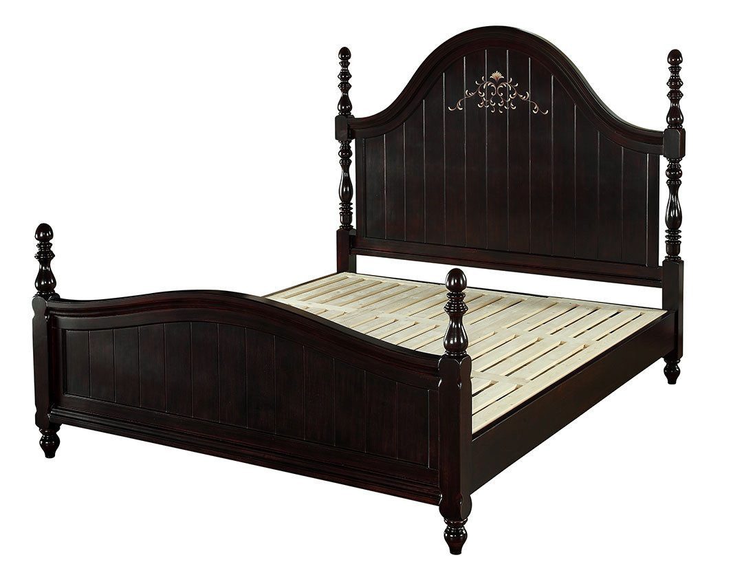 JVmoebel Holzbett Landhaus Metallbett aus Holz in Schwarz für elegantes Schlafzimmer (1-tlg., Bett), Made in Europa