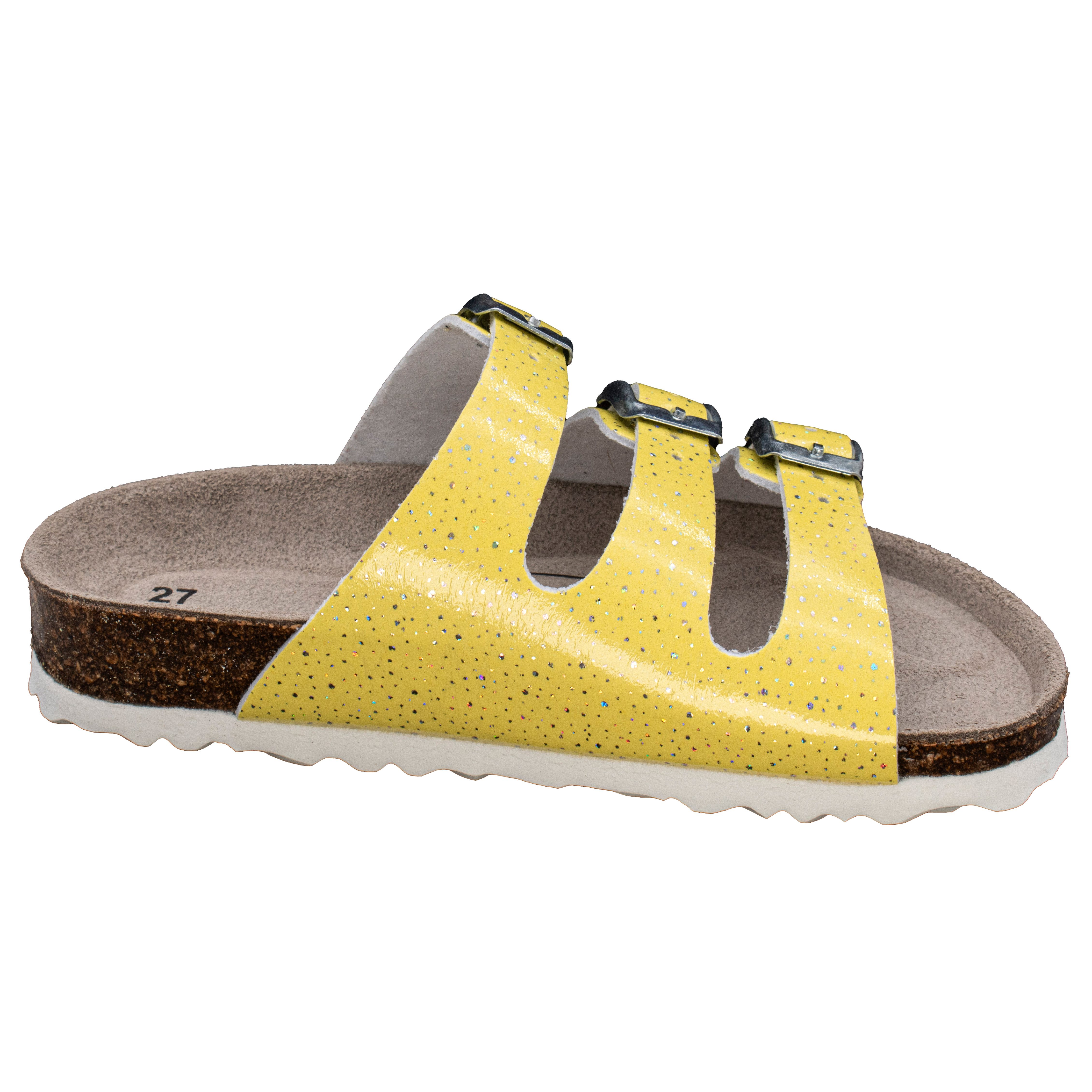 Fischer-Markenschuh Hawaii Pantolette aus Vegano, mit Fleecefutter, ergonomisch geformtes Lederfußbett
