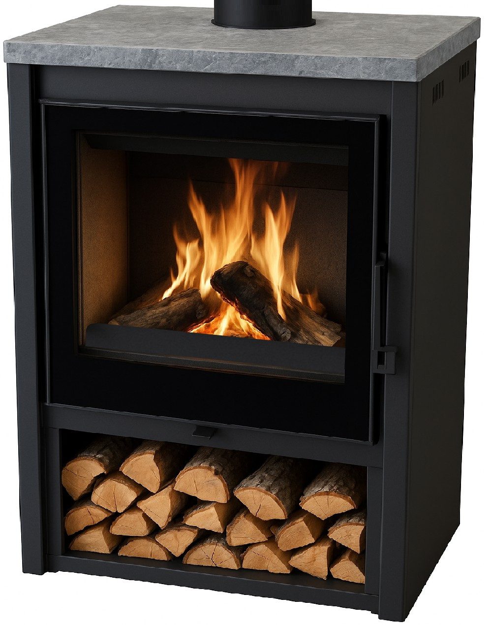 TRGO Kaminofen Granada S LUX Naturstein schwarz - 6,8 kW, 6,8 kW