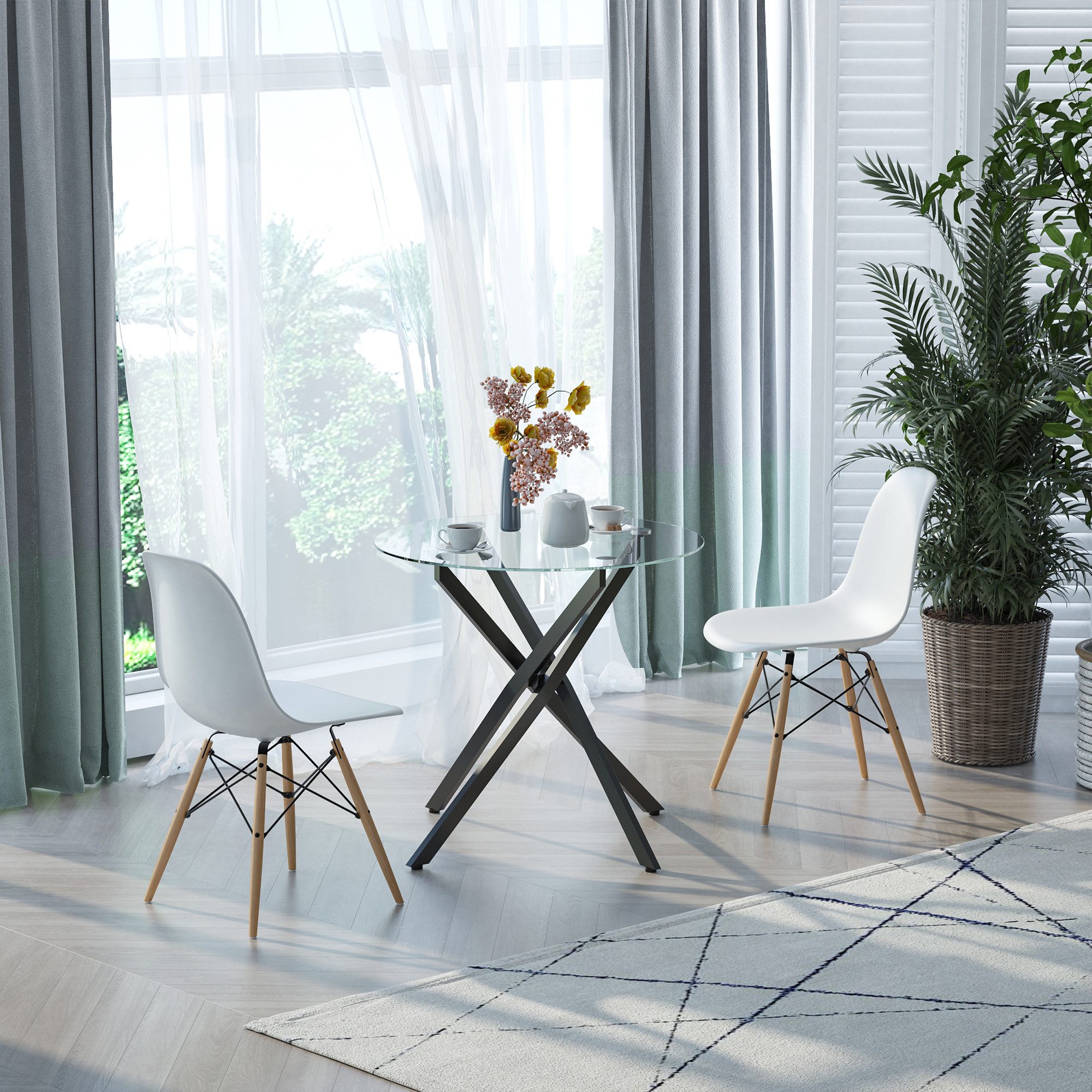 furnicato Esstisch Moderner Glas-Esstisch, 80 cm günstig online kaufen