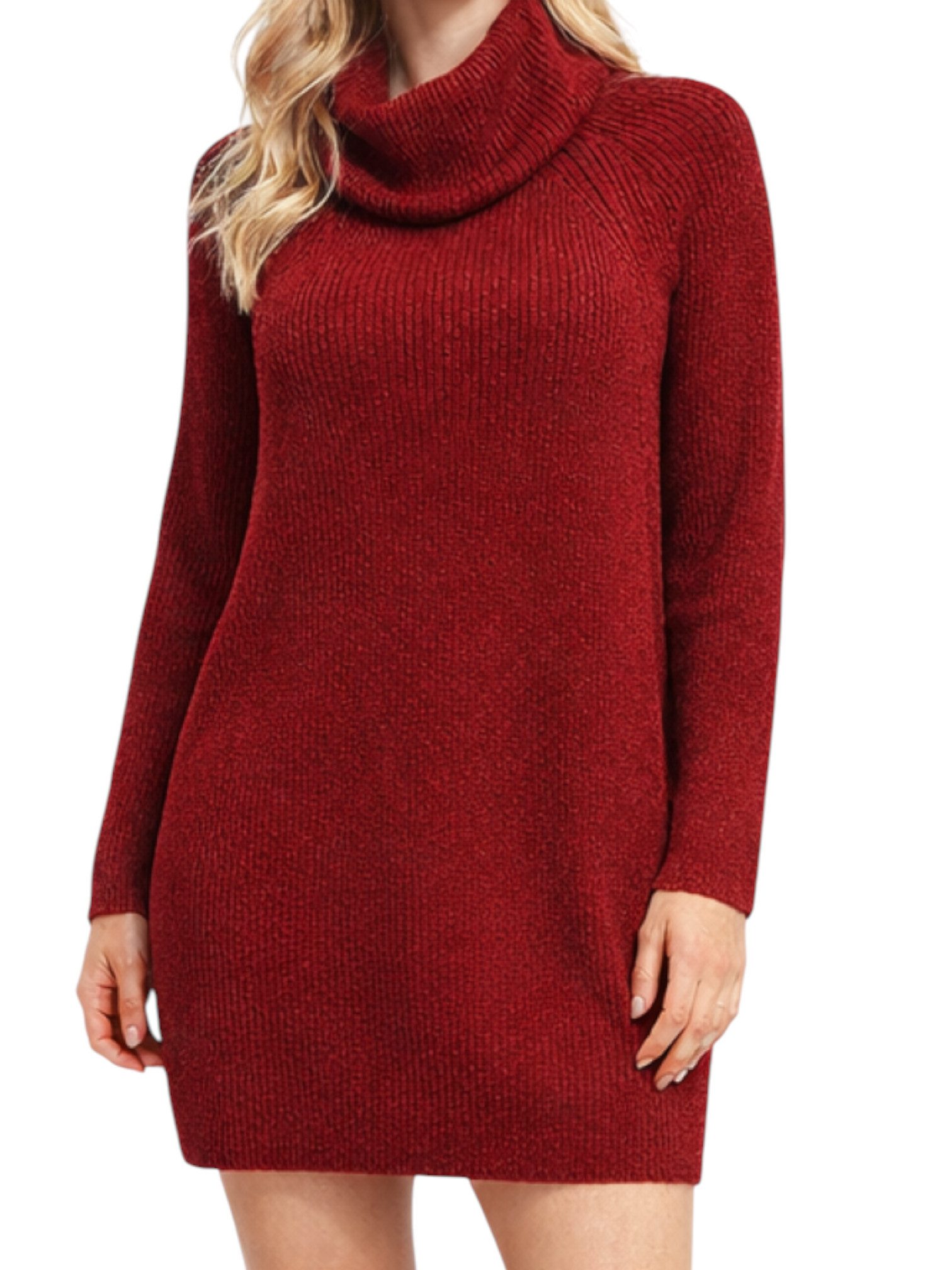 Mississhop Rollkragenpullover Damen Pulloverkleid aus Feinstrick mit Rollkr günstig online kaufen
