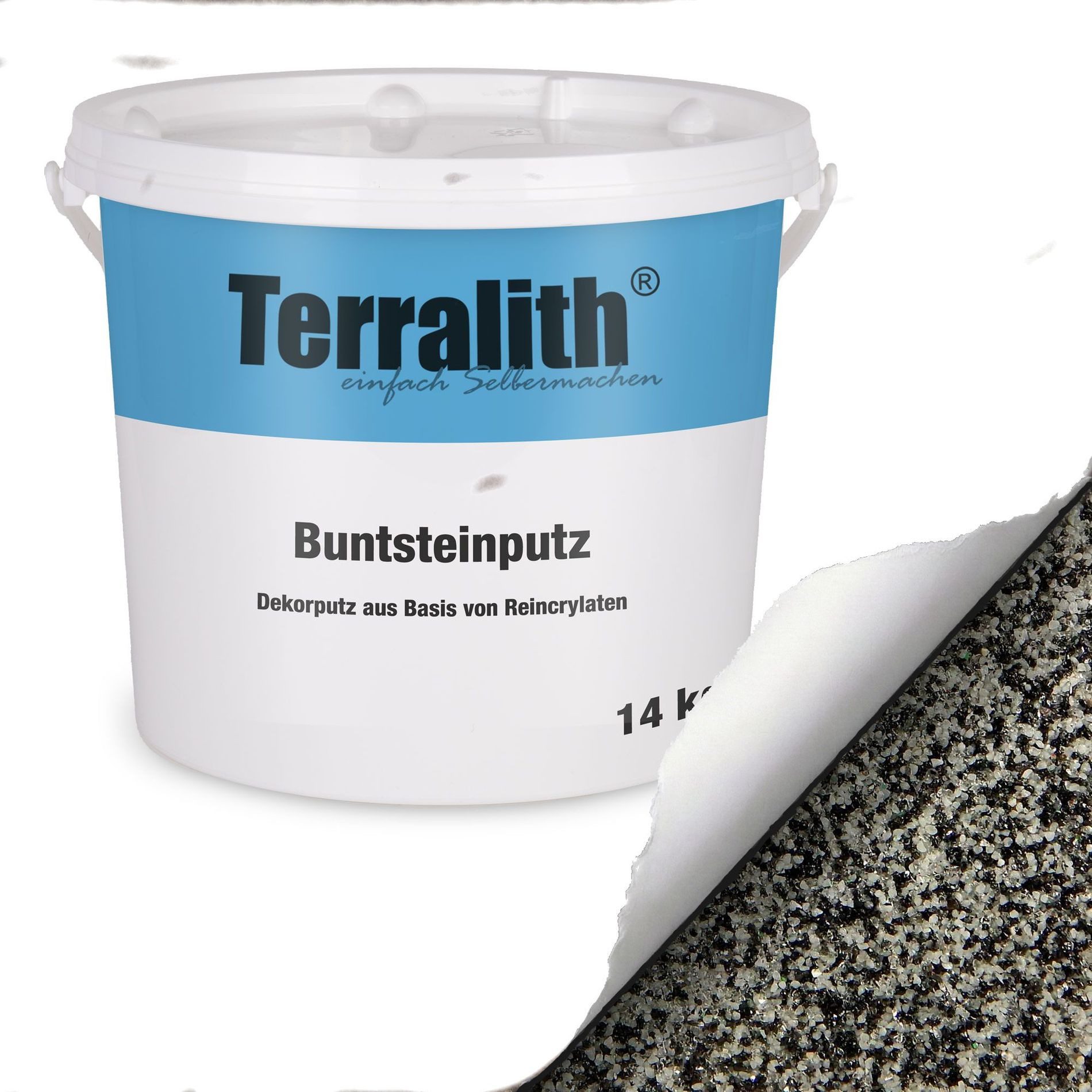 Terralith® Kunstharzputz Buntsteinputz Mosaikputz 2mm -14 kg- BSP83 (Eimer, Verarbeitungsfertig) Dekorationsputz aus Marmor-Granulat bzw. eingefärbter Körnung