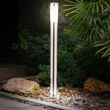 etc-shop LED Außen-Stehlampe, Leuchtmittel inklusive, Warmweiß, 2er Set LED 7 Watt Energie Strom Outdoor Verteiler 2-Fach Steckdosen