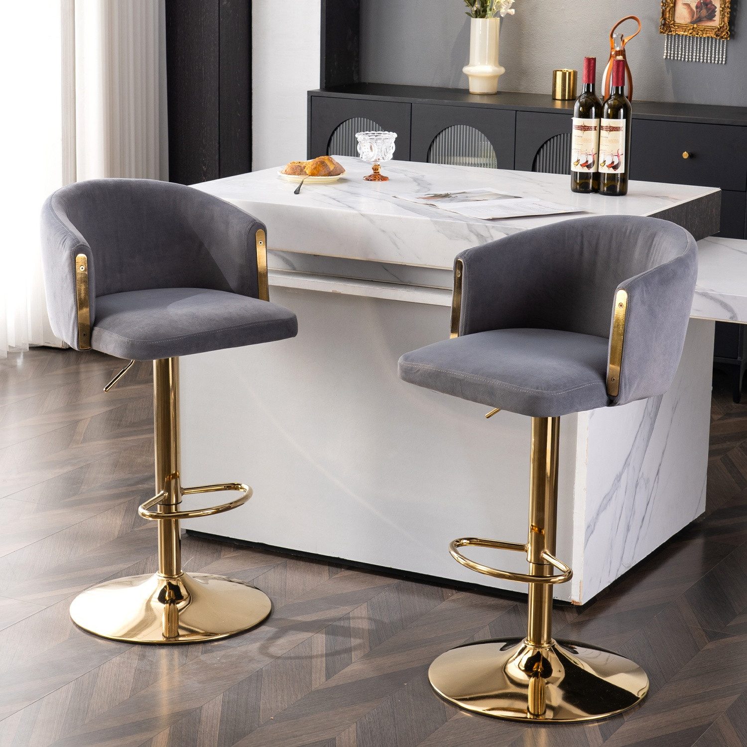 Barhocker 2er-Set Barstühle Küchenstühle Bistrohocker höhenverstellbar