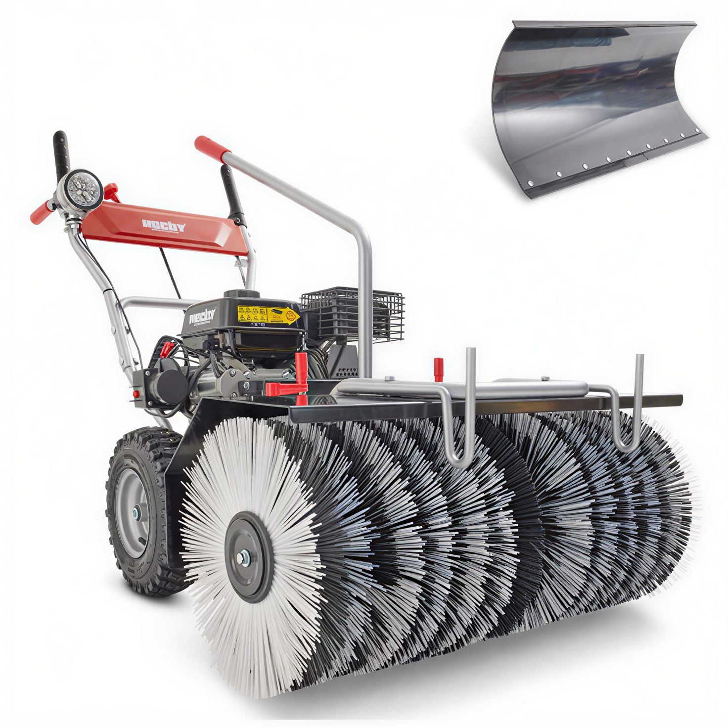 Hecht Benzin-Kehrmaschine 8680 SE mit Schneeschild, 80 cm Arbeitsbreite, (2-tlg), 6,5 PS, Elektrostart, LED-Scheinwerfer