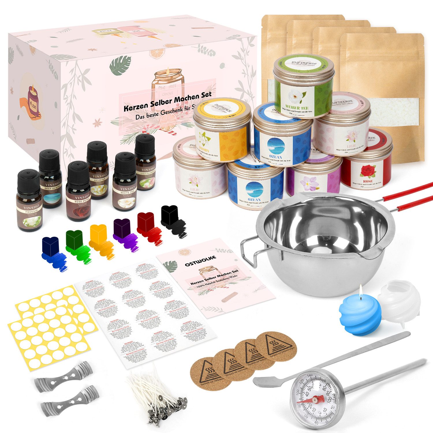OSTWOLKE Duftkerze Свечиherstellung Kit DIY Свечи Selber Machen Set Duftkerze Geschenke (1-tlg)