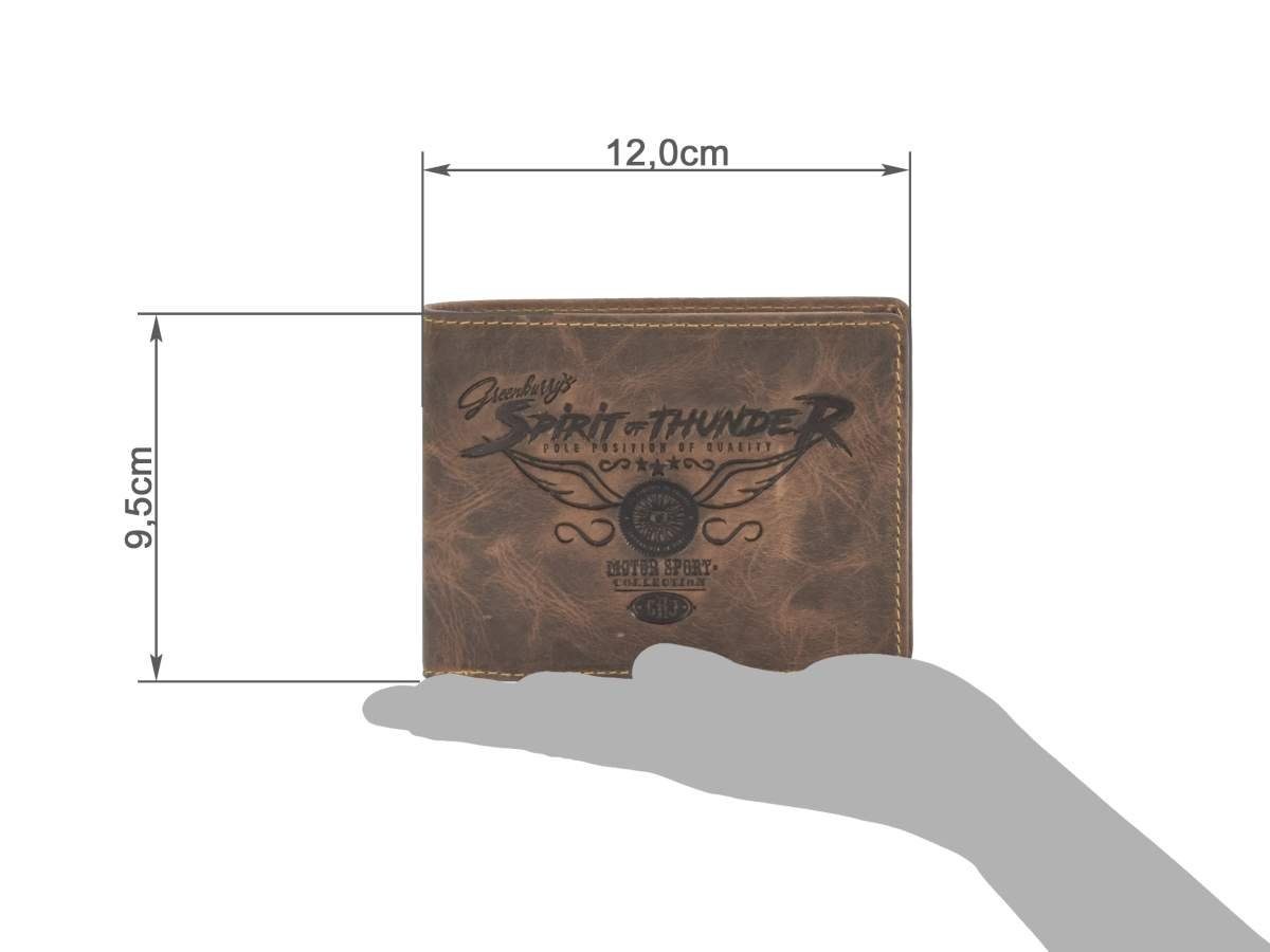 Greenburry Geldbörse Racing Collection, Herrenbörse, Lederbörse 12x9,5cm mit Racing-Prägung und RFID-Schutz