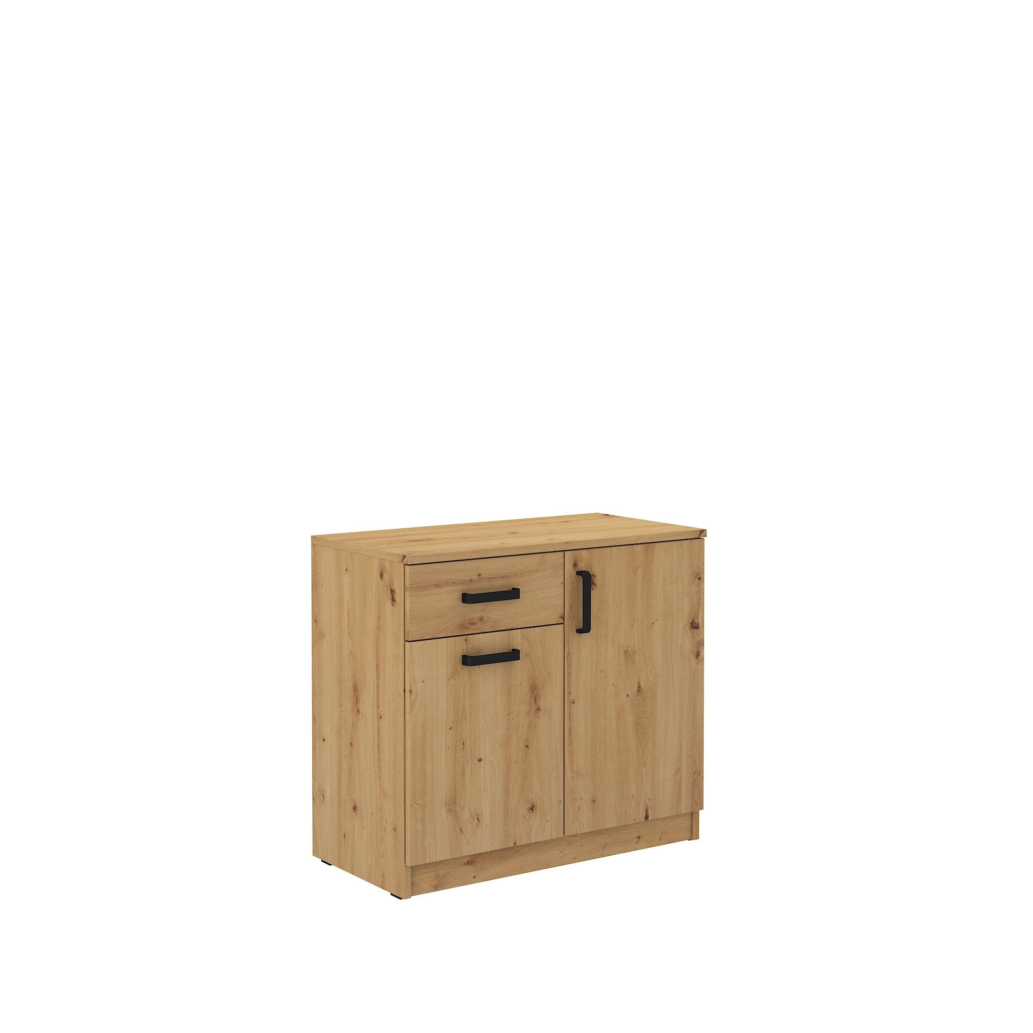 Masseno Kommode MALTESA 80 cm Sideboard mit 1 Schubladen und 2 Türen braun
