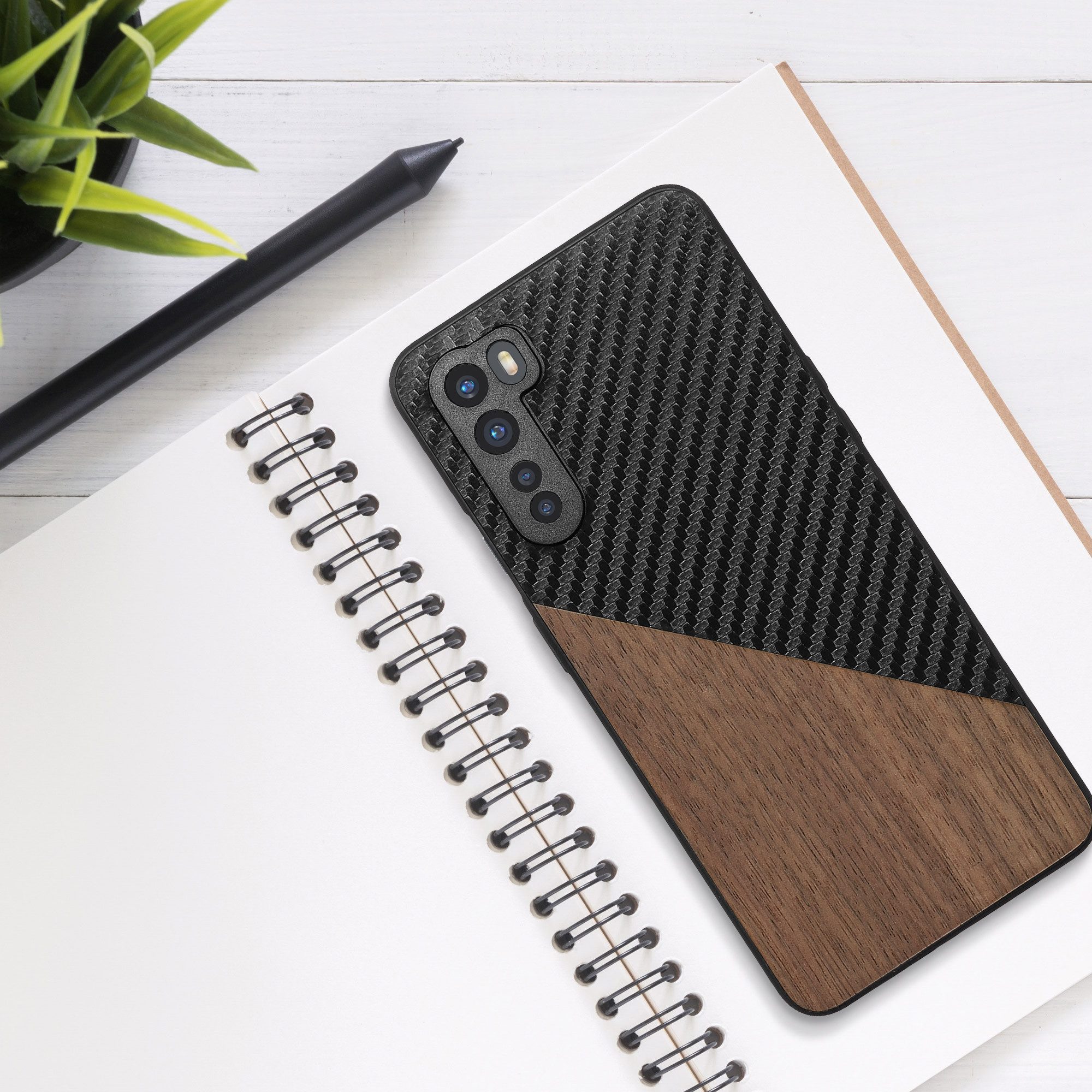 kwmobile Handyhülle Hülle für OnePlus Nord, Holz Handy Schutzcase - Handy Case Schutzhülle - Smartphone Cover