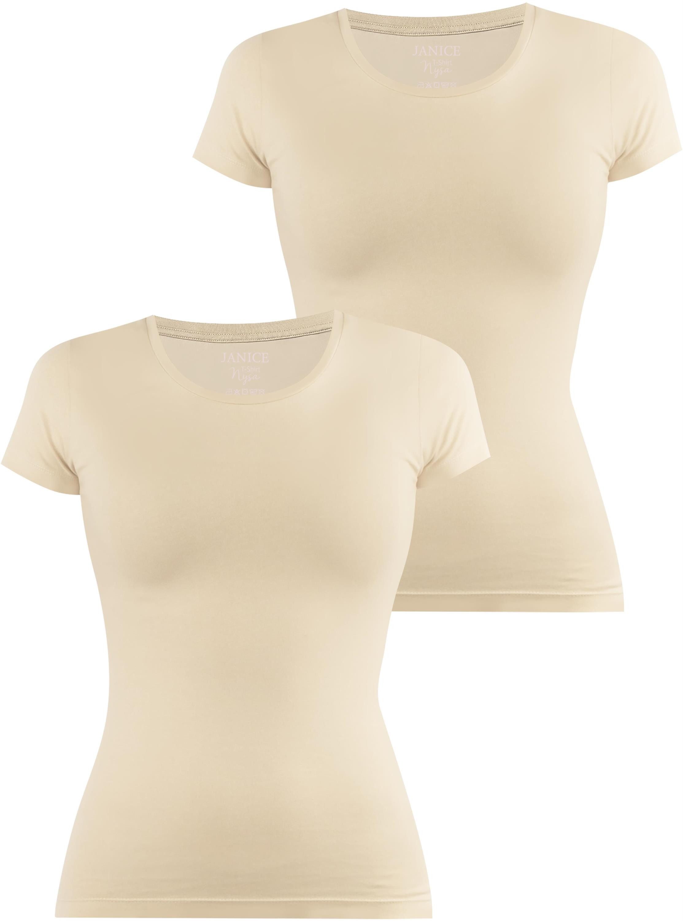 Janice Kurzarmshirt 2 x Damen T-Shirt Nysa Figurbetontes Shirt aus Baumwoll günstig online kaufen