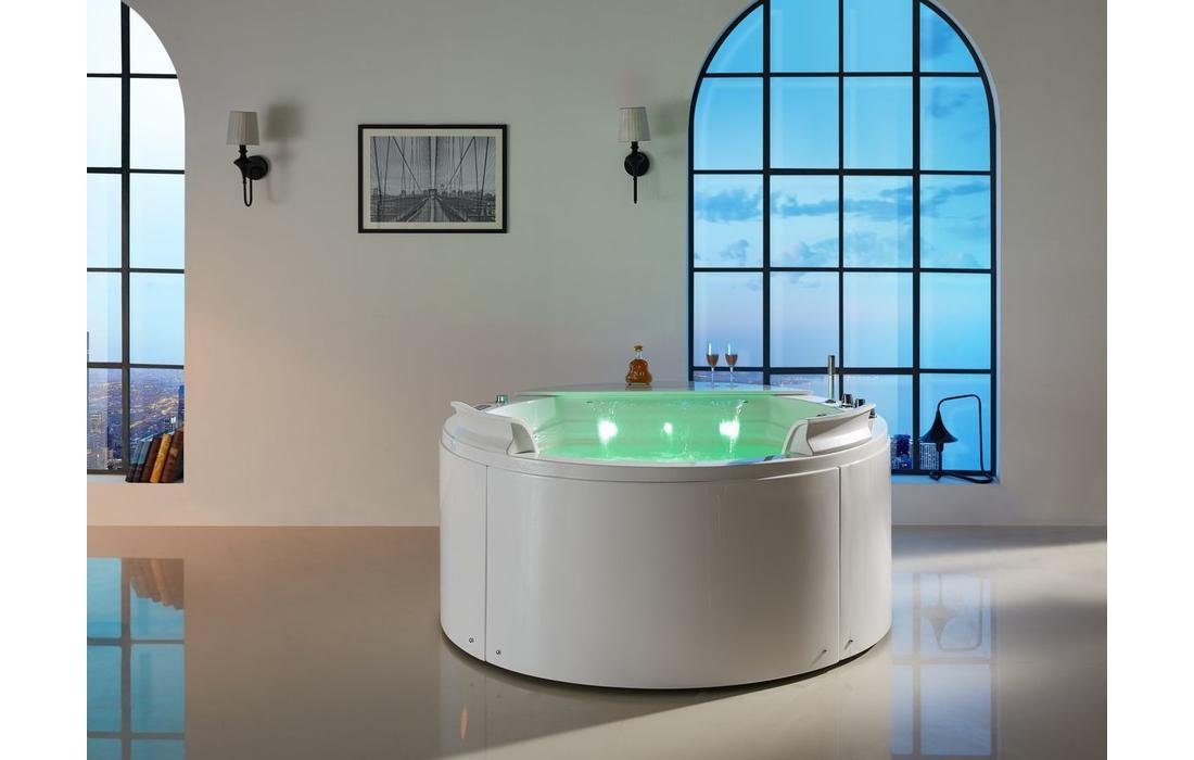 Duwilux Whirlpool-Badewanne Edler 2 Per. Whirlpool 170x170 Austin 2 Badewanne WEIß VOLLAUSSTATTUNG, (1-tlg), Farblichttherapie