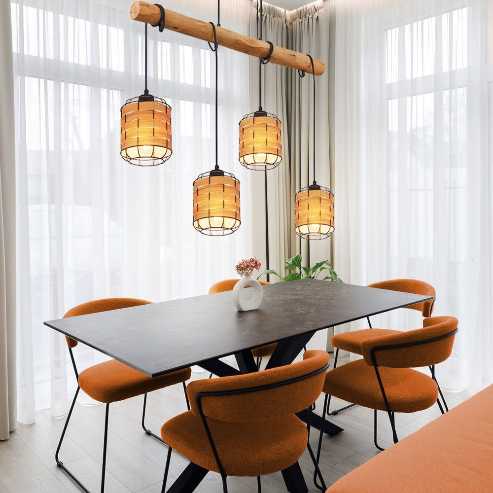 GLOBO LIGHTING LED-Hängeleuchte, Leuchtmittel inklusive, Warmweiß, Hängelampe Pendellampe Esstischlampe LED Holzoptik 4 flammig H 14 cm