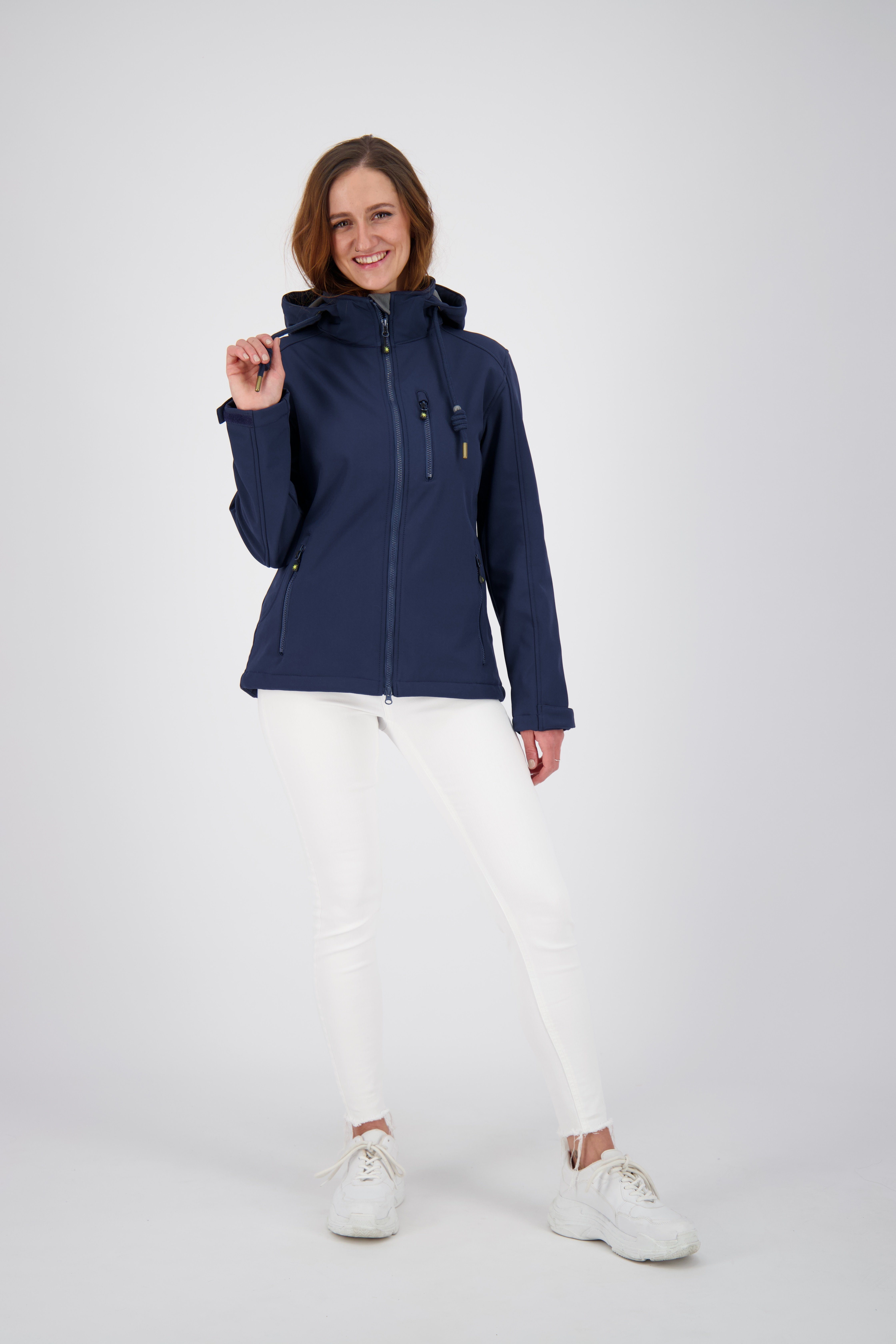 #ankerglutfreude Großen erhältlich CS in Größen DEPROC navy mit Softshelljacke Kapuze, abnehmbarer WOMEN auch Active