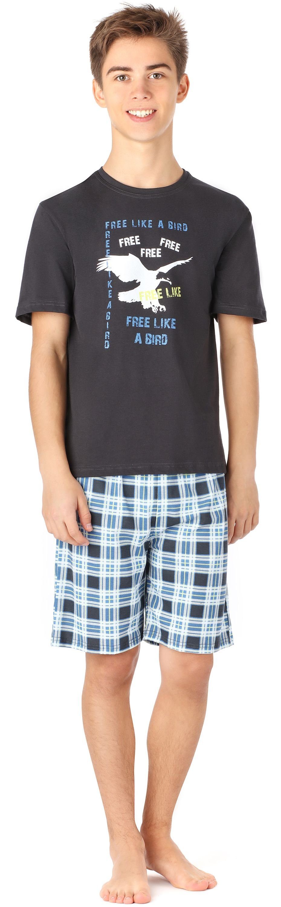 Timone Schlafanzug Jungen Pyjama Langarm Baumwolle Set Zweiteiliger Schlafanzug Hausanzug GraphitKariert4