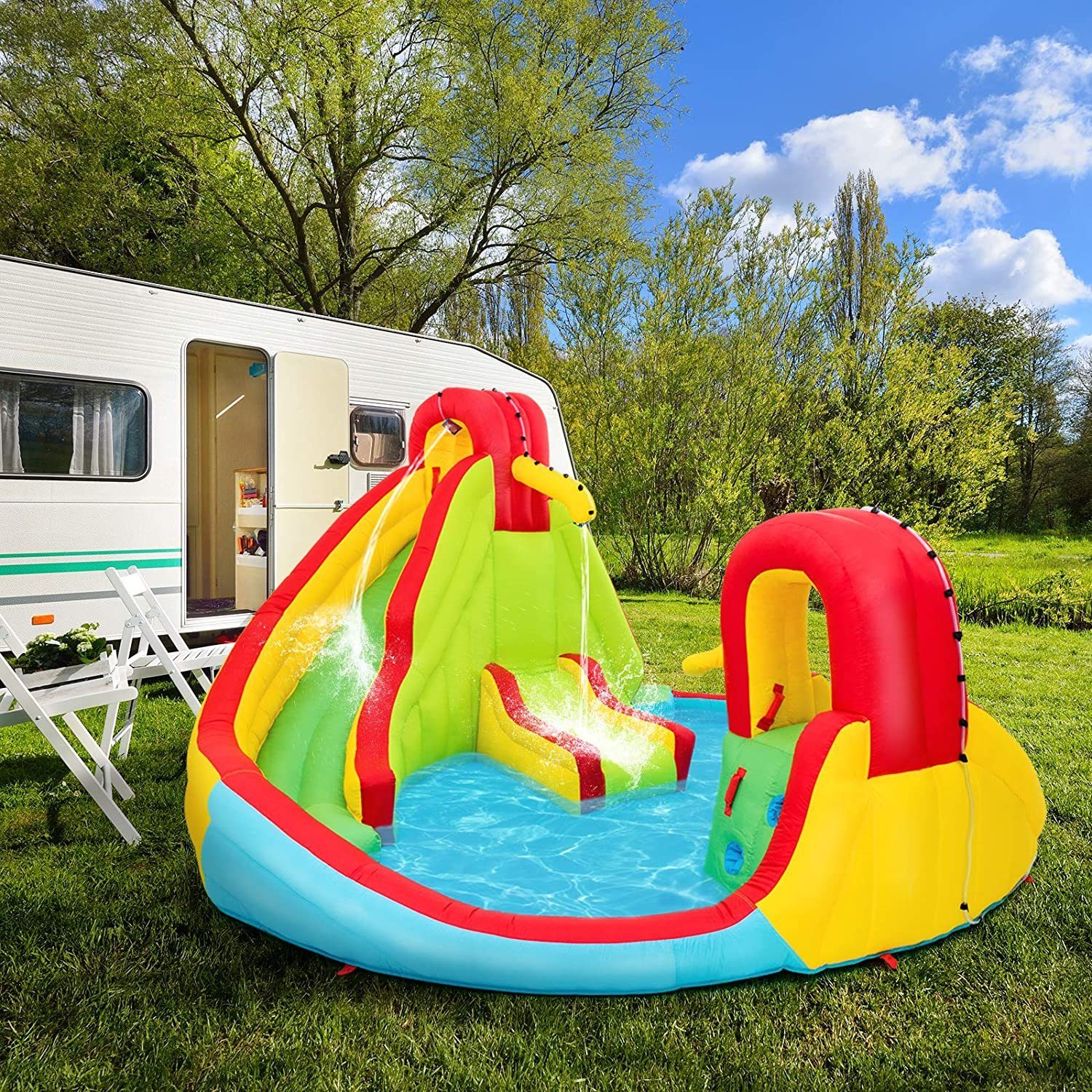 KOMFOTTEU Wasserrutsche Wasserspielcenter, aus Oxford-Stoff günstig online kaufen