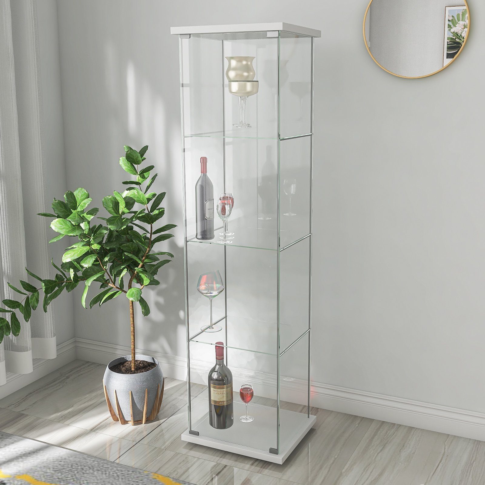 Merax Glasvitrine mit 3 Glasböden, Höhe 163 cm | OTTO